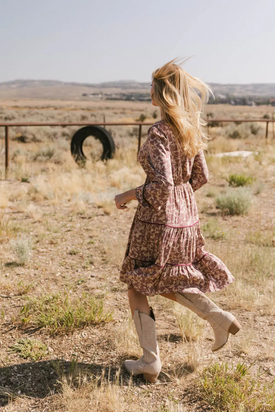 Arabella Floral Midi Dress - Women's Summer Boho Floral Print Dress with Short Sleeves & Elastic Waist | Perfect for Beach Vacations, Garden Parties & Date Nights