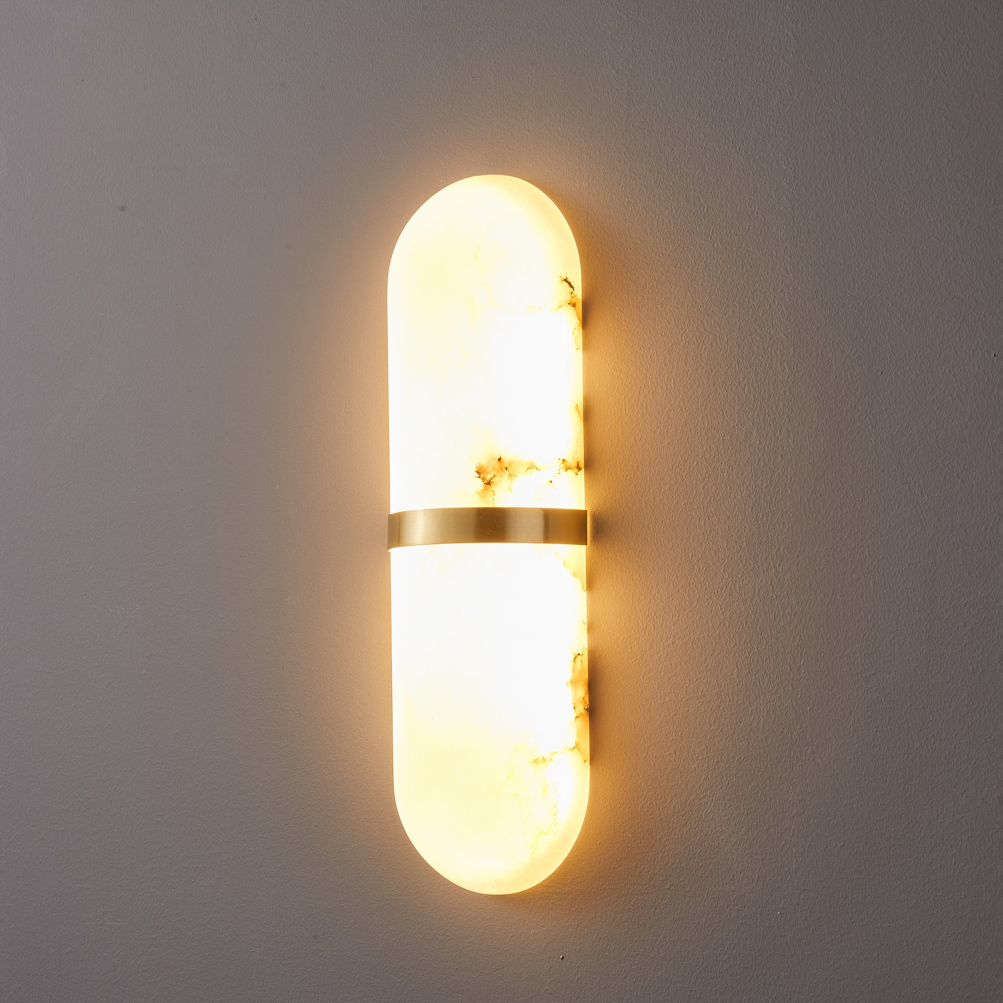Alabaster Pill Wall Light - Modern Minimalist Sconce for Bedroom, Living Room & Hallway - Dimmable LED Wall Lamp for Ambient Lighting