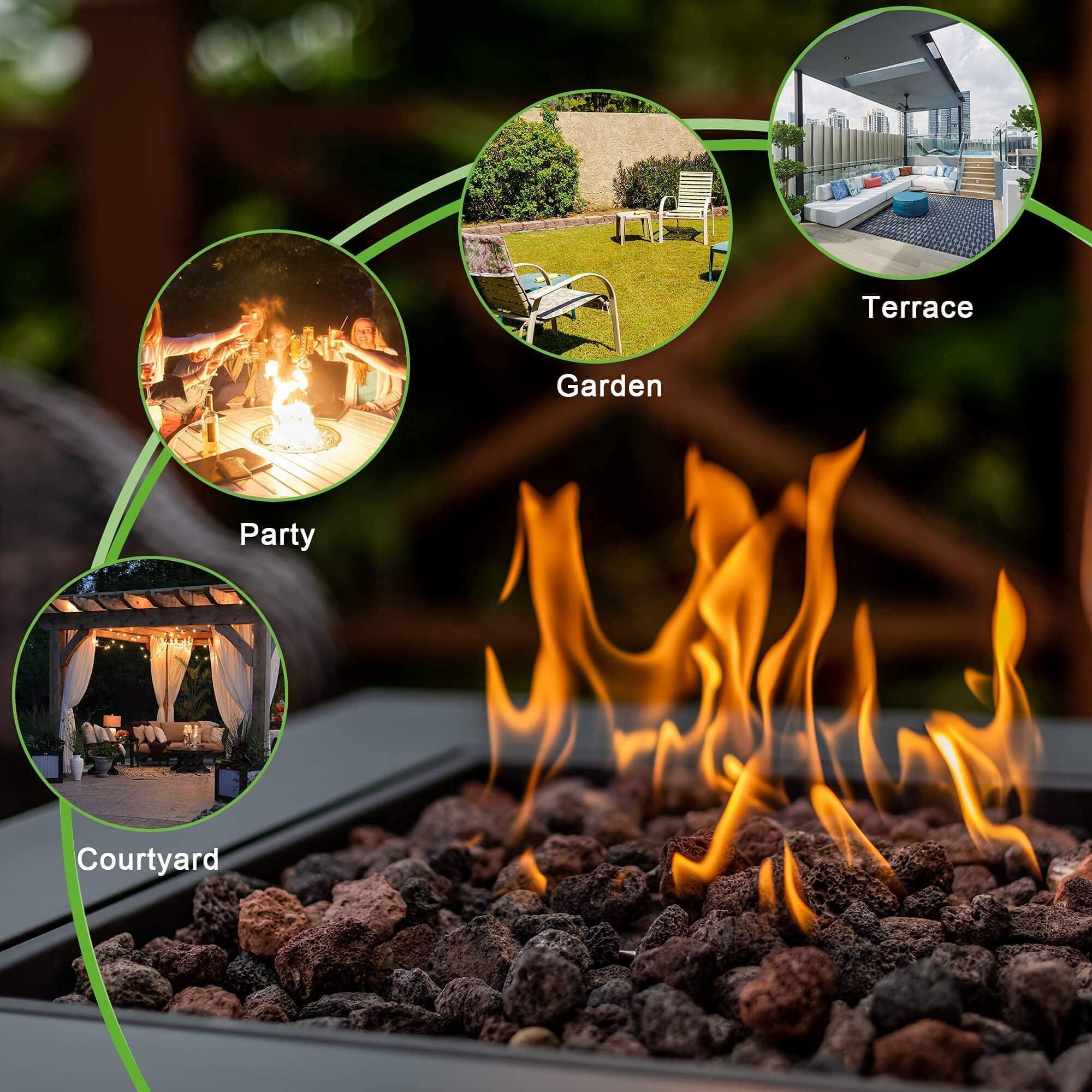 28in Outdoor Propane Fire Pit Table - 50,000 BTU Gas Fire Pit with Lid, ETL Certified - Perfect for Garden, Patio, Backyard Gatherings & Cozy Evenings