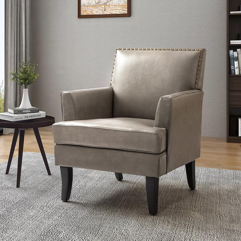 Fatima Vegan Leather Armchair - Modern PU Leather Lounge Chair for Living Room, Office & Bedroom - Eco-Friendly Faux Leather Accent Chair with Sturdy Metal Legs
