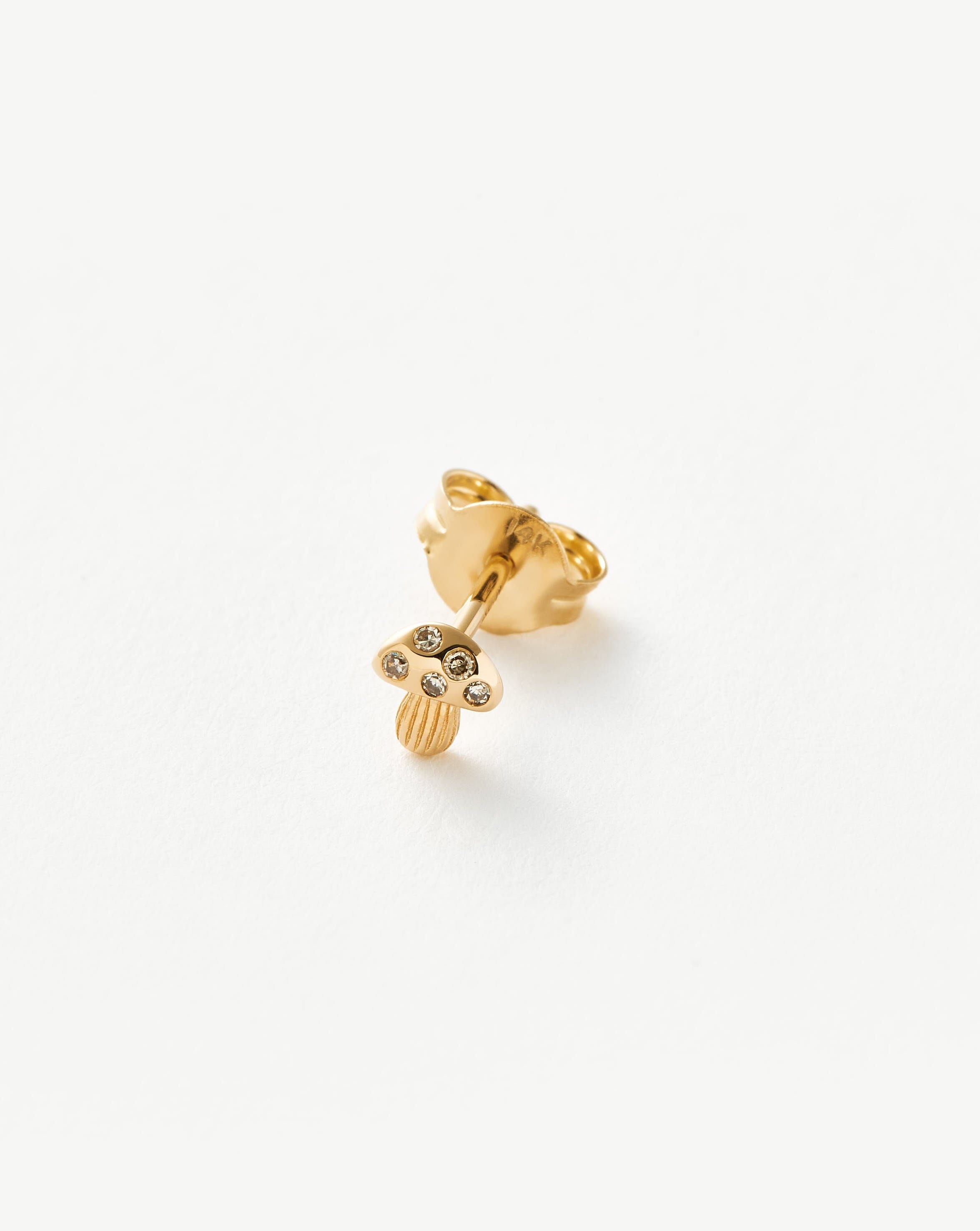 Exquisite Diamond Mushroom Stud Earrings for Women - Hypoallergenic 14K Gold Plated - Perfect for Everyday Wear & Special Occasions