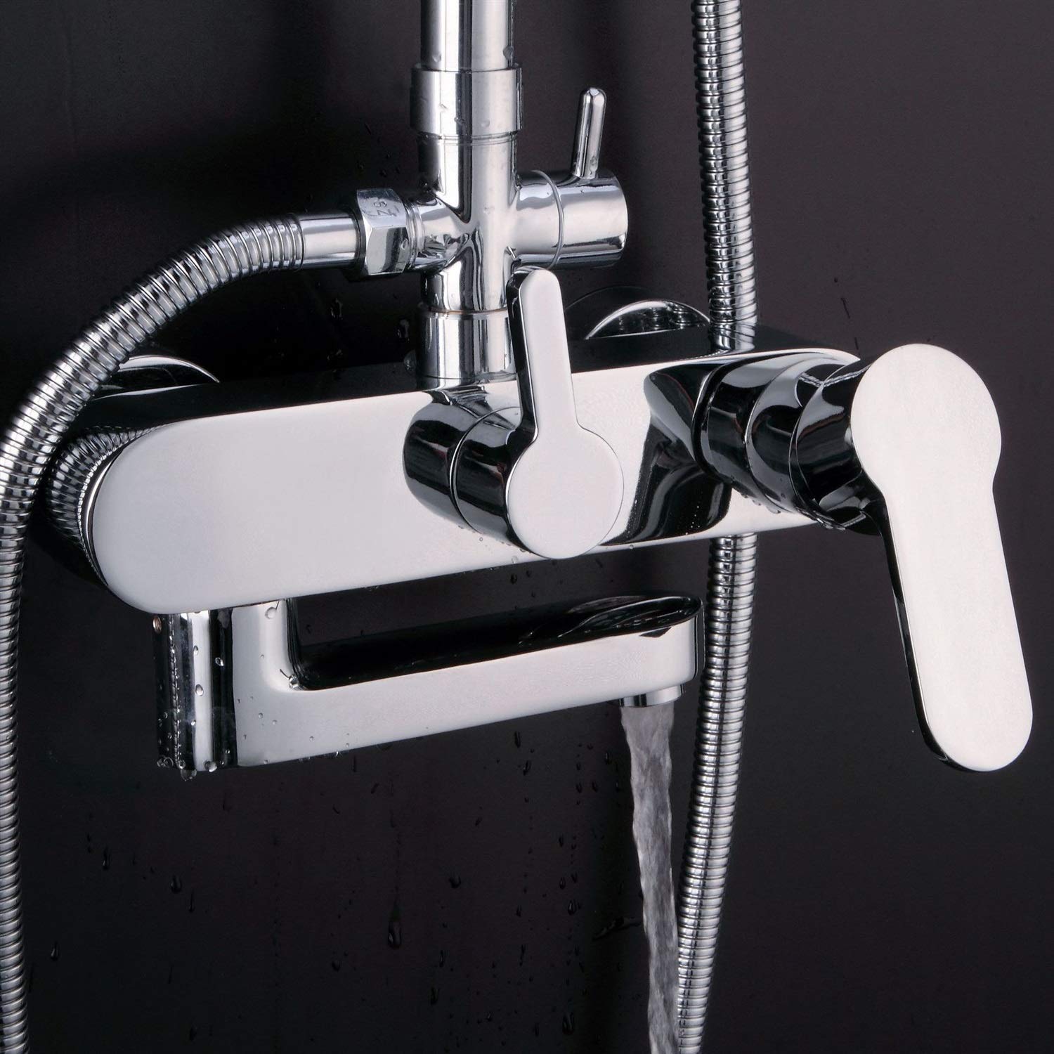 Premium Copper Shower Set - 3 Function Square Top Spray Handheld Shower System with Faucet & Adjustable Lifting Rod - Bathroom Upgrade for Spa-Like Experience - Perfect for Modern Homes, Apartments, and Luxury Hotels