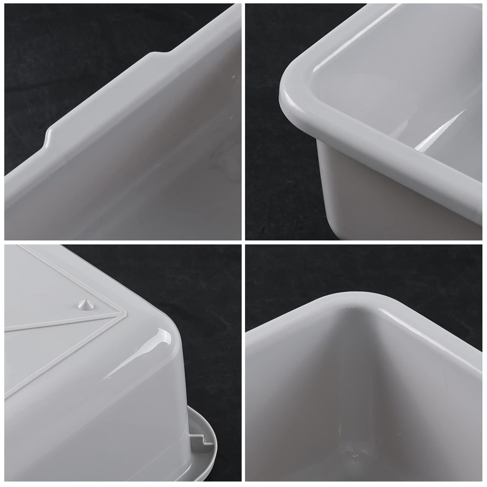 24L Plastic Commercial Bus Tubs - Heavy Duty Utility Bus Boxes 4 Pack for Restaurant, Catering & Food Service Storage