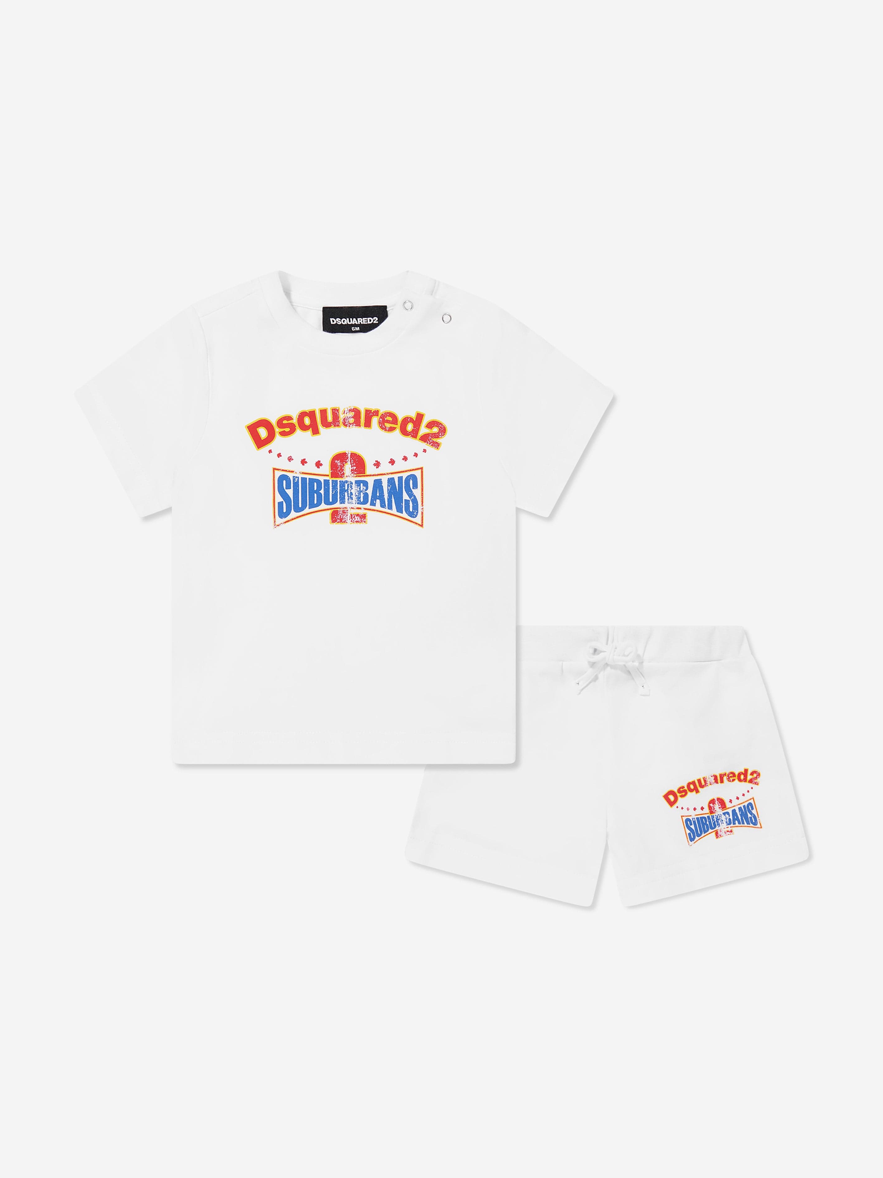 Baby Logo Short Sleeve T-Shirt & Shorts Set - White Cotton Outfit for Newborns & Toddlers | Perfect for Playtime, Daycare & Family Photos