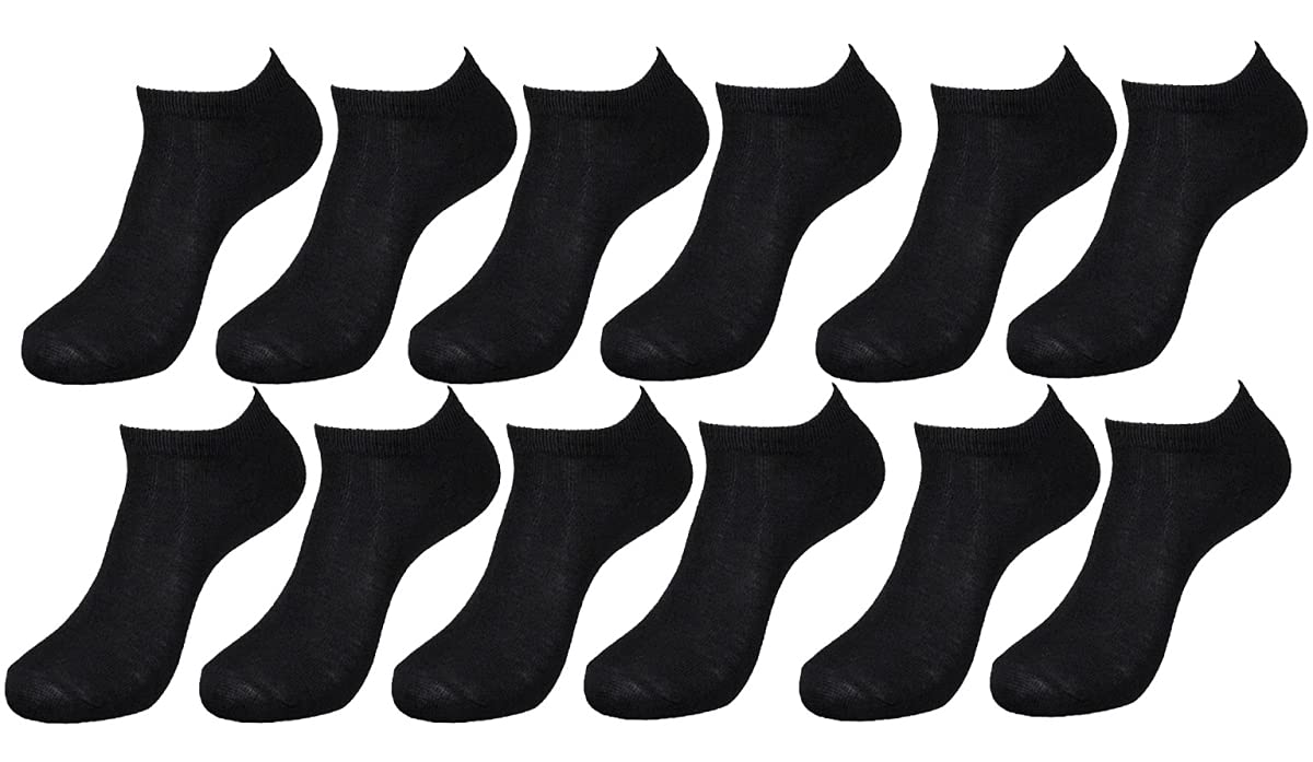 Kids Black Ankle Socks - Size 4-6 (144 Pack) - Bulk Pack for School, Sports & Daily Wear - Comfortable Cotton Socks for Boys & Girls