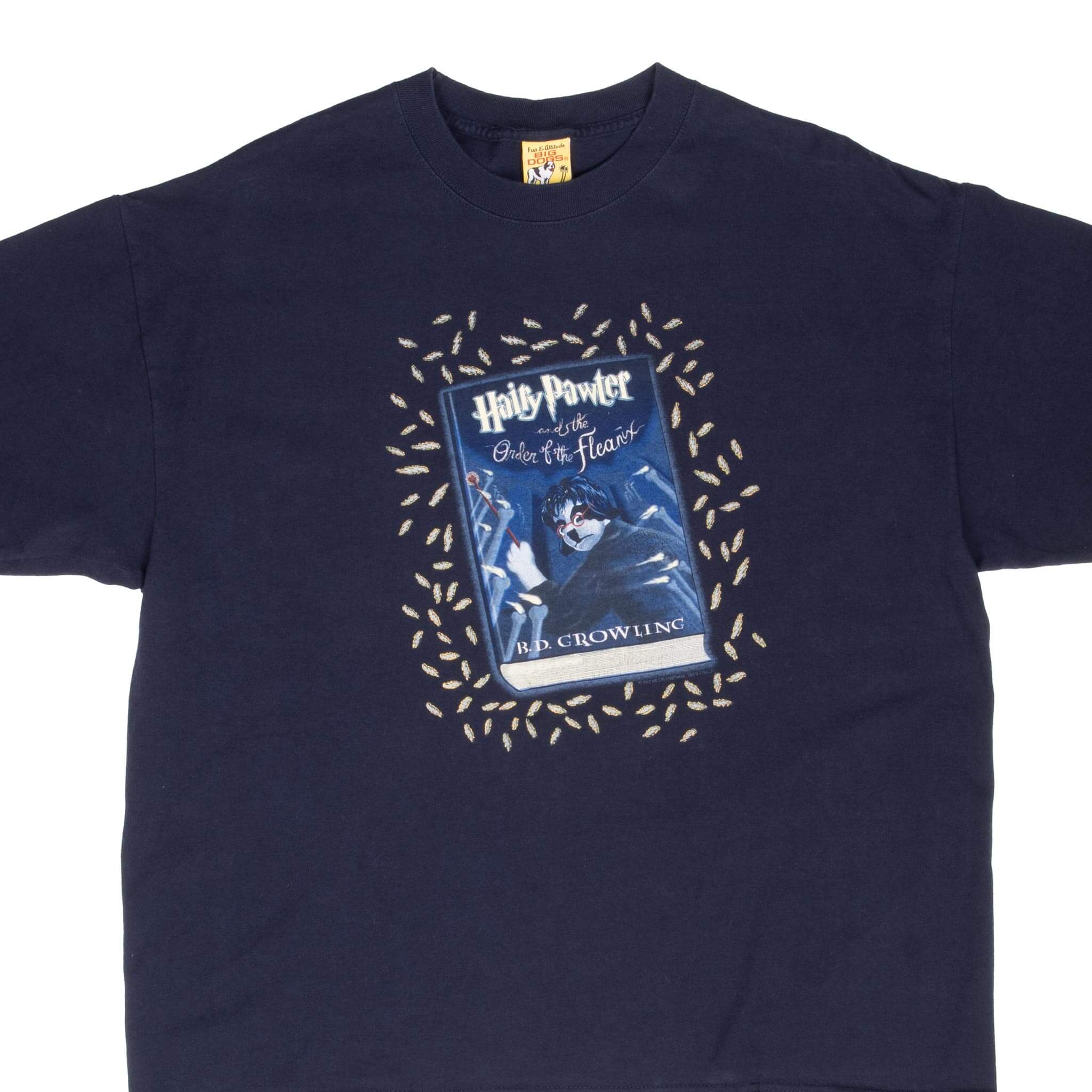 Vintage Big Dogs Hairy Pawter 2003 Graphic T-Shirt XL - Retro Funny Dog Lover Tee for Casual Wear & Gift Giving