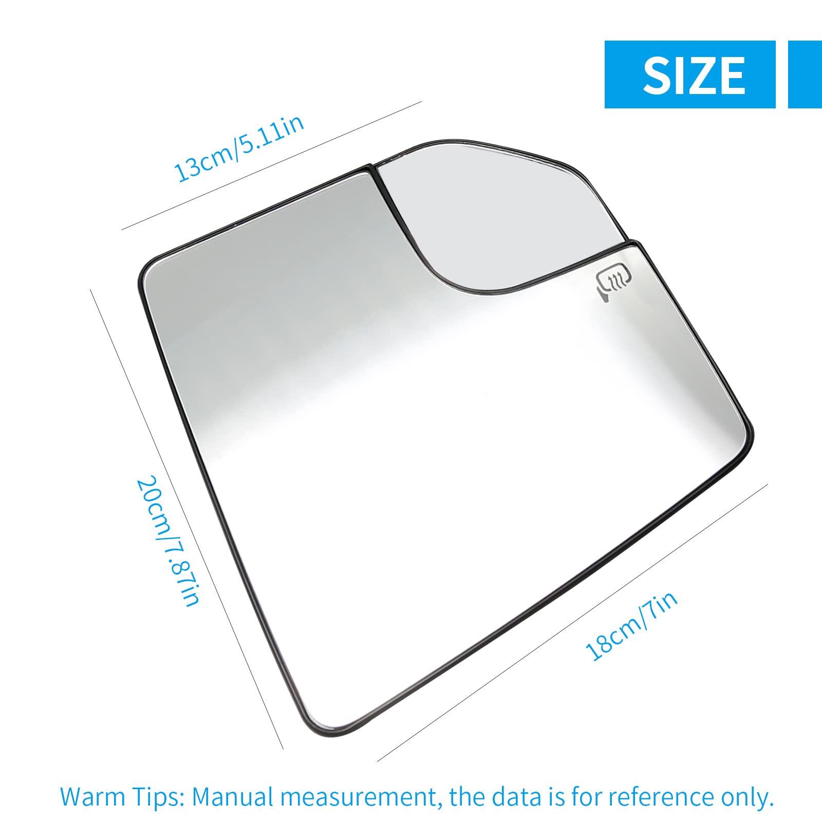 Heated Blind Spot Convex Mirror Replacement for Ford F150 2015-2020 - Passenger Side Rear View Mirror Glass with Defrost Function - Perfect for Winter Driving & Enhanced Safety