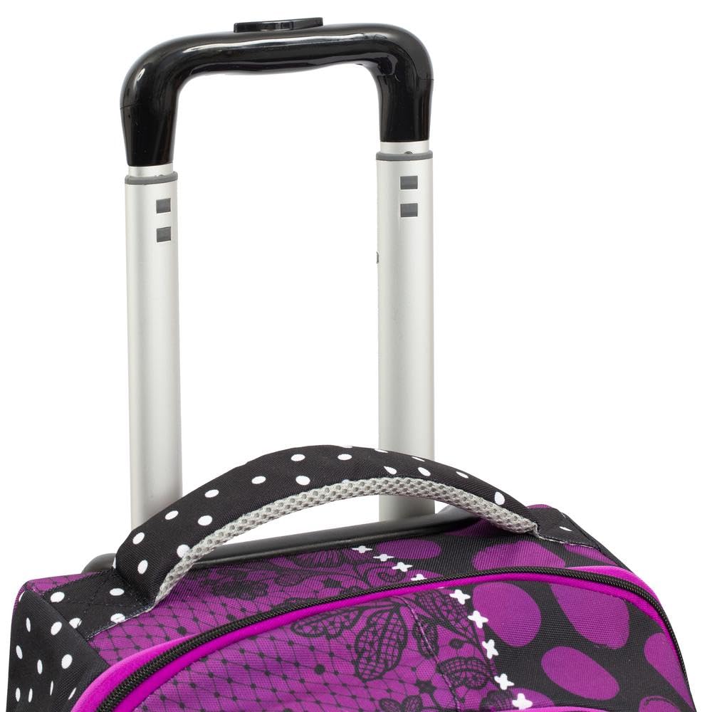 GO POP Rolling Backpack for Girls - Dark Academia Theme with 3 Interchangeable Front Graphics & Pop-Up Design, 2 Zippered Compartments, Padded Shoulder Straps - Elementary & Middle School Backpack for Daily Use, School Trips & Travel