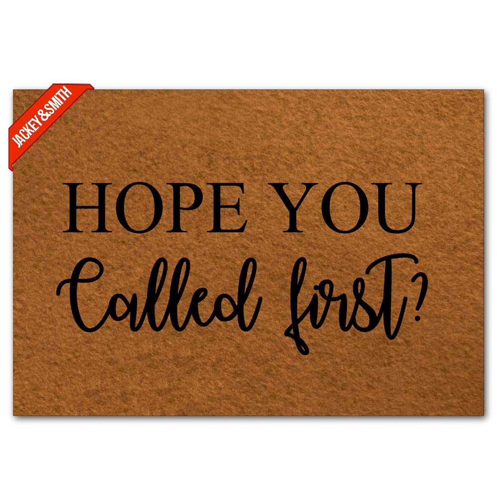 Jackey&Smith Welcome Doormat - Non-Slip Entryway Rug for Front Door, Outdoor Balcony & Patio - 23.6x15.7 Inch Felt Fabric Floor Mat - Perfect for Home, Office & Apartment Entrance Decor
