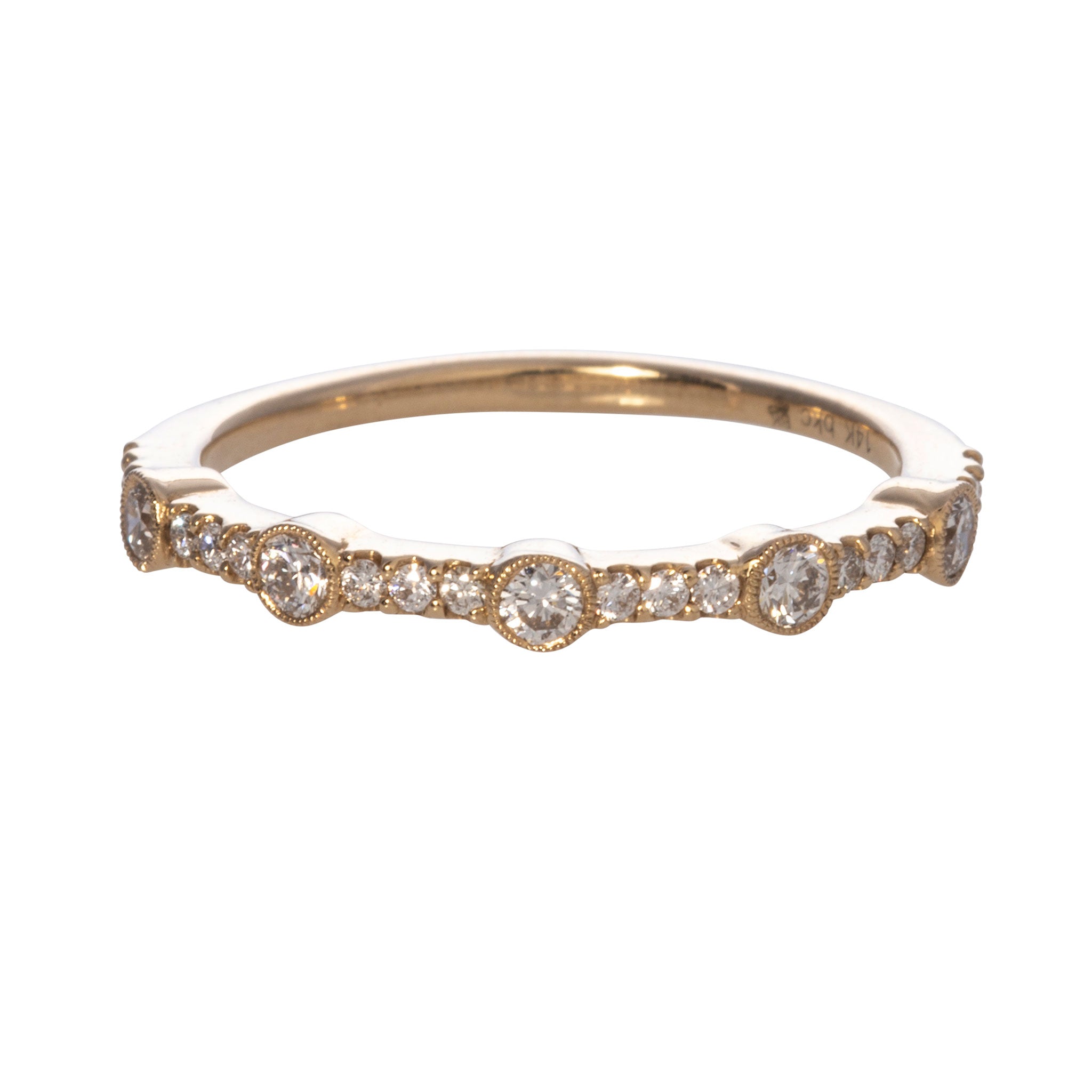 0.34ctw Diamond Bezel Station Halfway 14K Yellow Gold Wedding Band Ring - Perfect for Engagement, Anniversary & Everyday Elegance