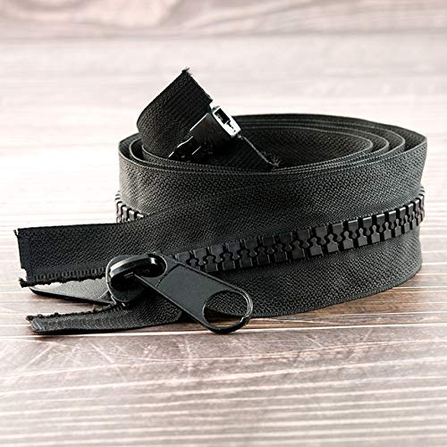 10 Inch Black Resin Open-End Zippers with Double Sliders - Heavy Duty Zippers for Sewing Clothes, Dresses, Jackets, Coats & DIY Bags, Purses & Sewing Crafts - Perfect for Fashion Design, Tailoring & Handmade Projects