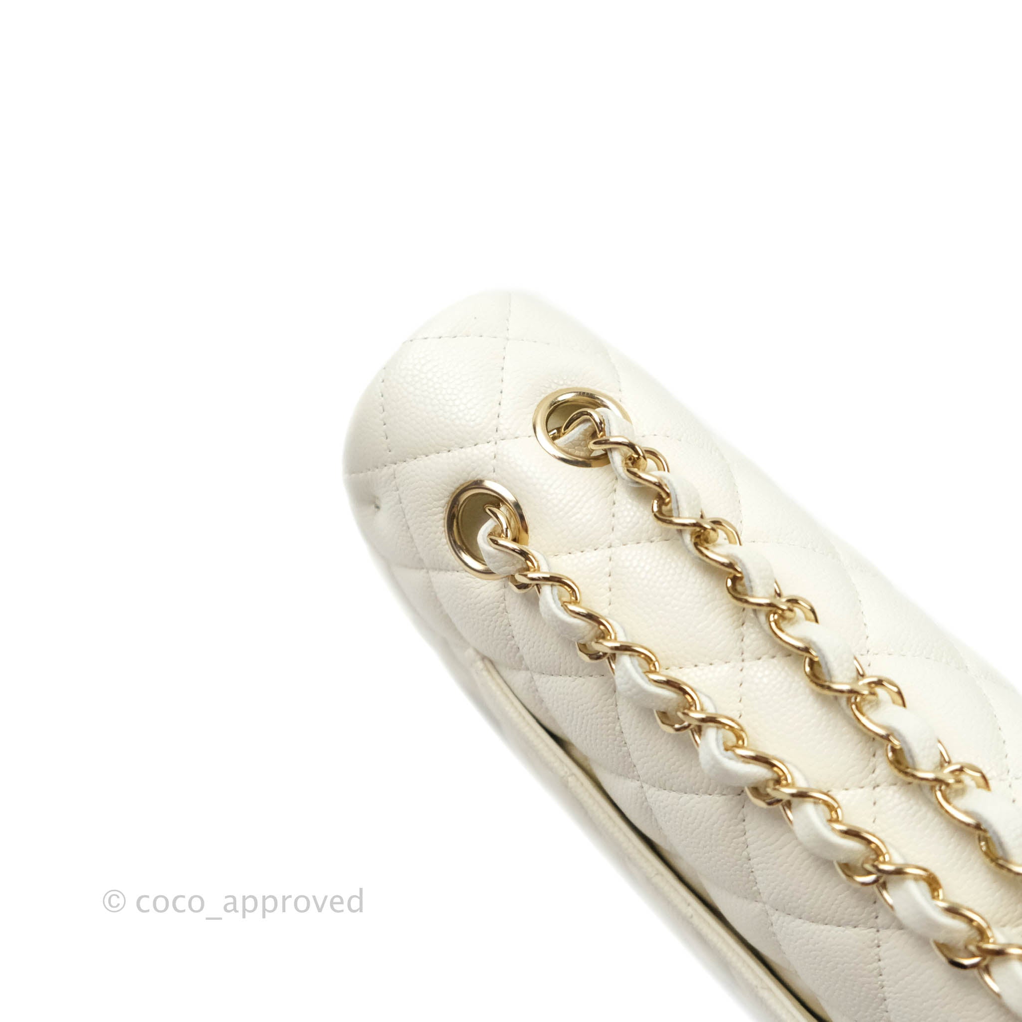 Chanel Classic Medium Double Flap Bag in Ivory White Caviar Leather with Gold Hardware - Luxury Handbag for Women, Perfect for Work, Evening Events & Special Occasions