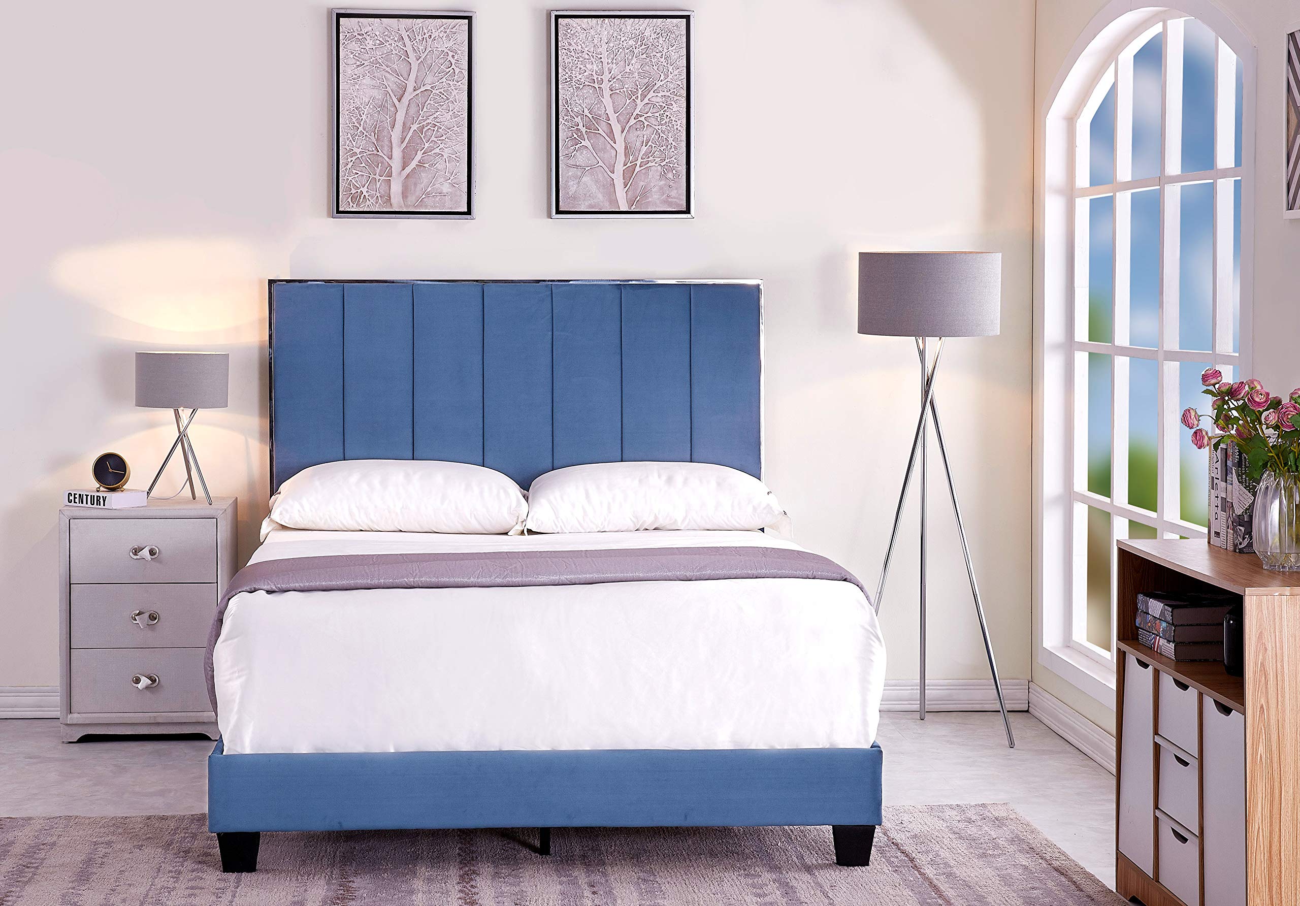 Ronona Mid Century Modern Upholstered Platform Bed Frame - Full Size 78.25