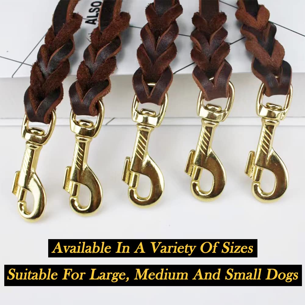 Premium 2FT Leather Dog Leash - 1/2 Inch Wide Short Training Leash for Small, Medium & Large Dogs | Durable Leather Dog Walking Leash for Obedience Training, Daily Walks & Outdoor Adventures