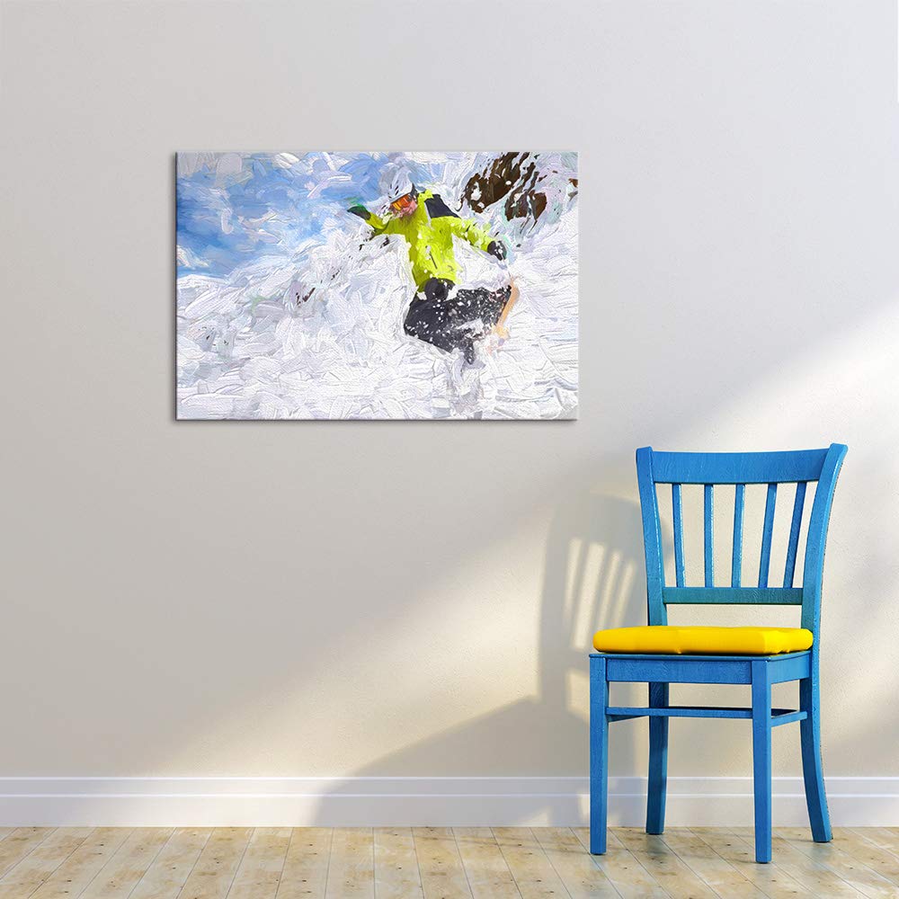 Snowboarding Wall Art - 32x48 Inches Framed Canvas Print for Home Decor, Bedroom & Living Room Paintings | Perfect for Sports Enthusiasts & Winter Theme Interiors