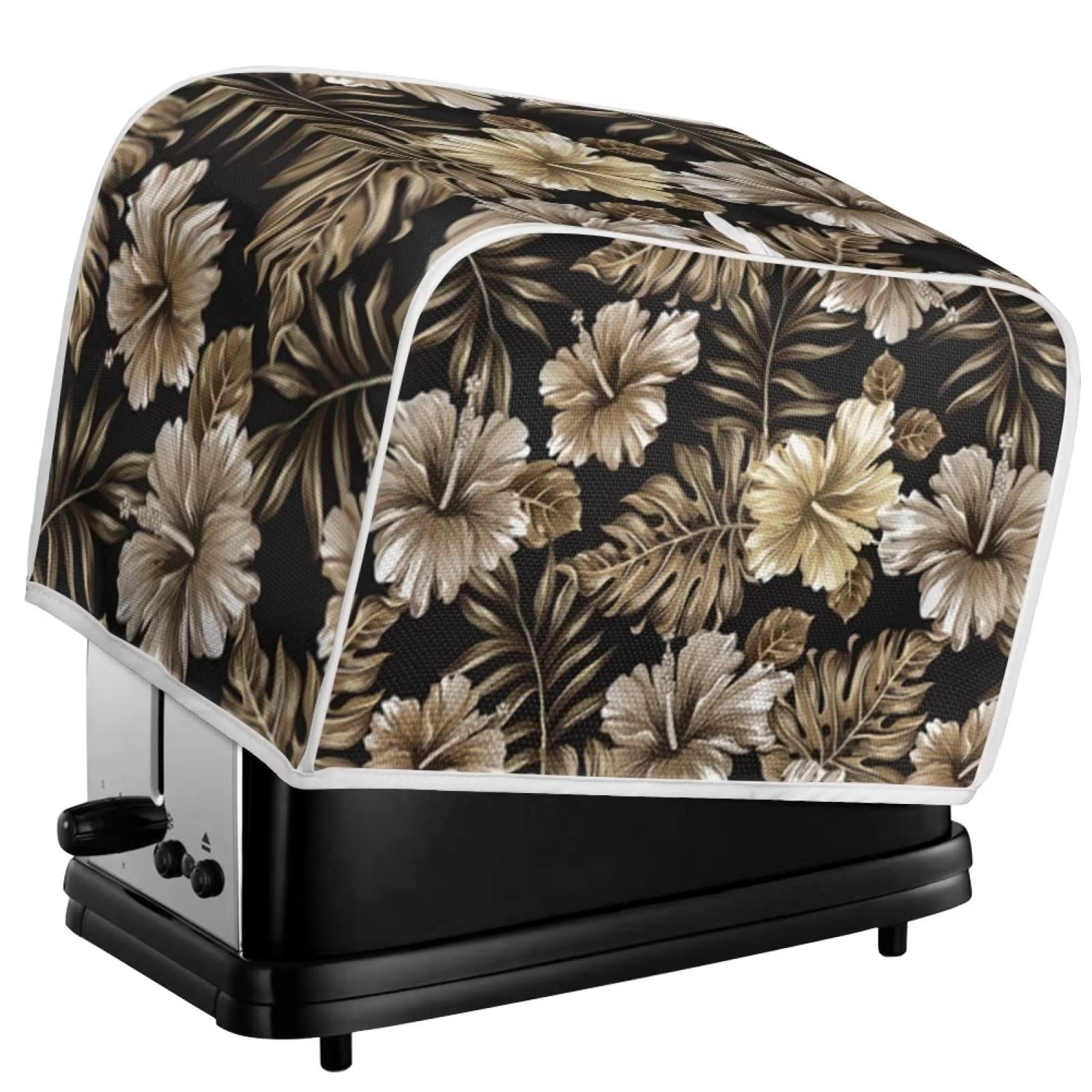 FKELYI 4-Slice Wide Slot Toaster Cover - Green Daisy Floral Print, Fingerprint Resistant Kitchen Appliance Protector for Toaster Ovens & Bread Makers | Perfect for Country Style Kitchens & Breakfast Stations