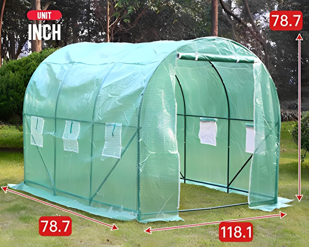 Walk-in Greenhouse Kit with Observation Windows - 10'x7'x7' Outdoor Plant Growing Tent for Vegetables, Flowers & Herbs | Perfect for Backyard Gardening & All-Season Plant Protection
