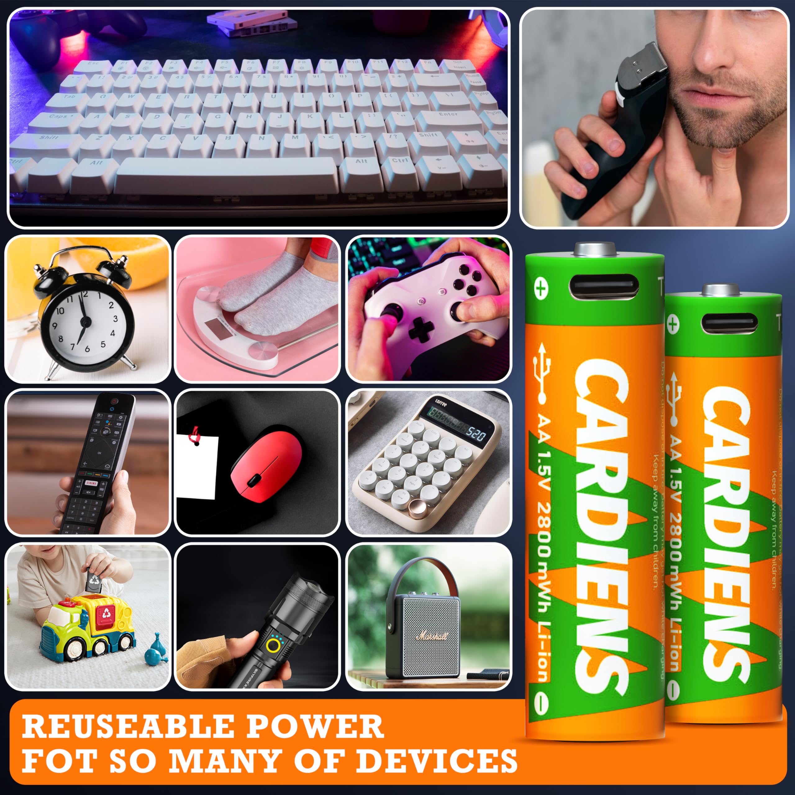 USB Rechargeable AA & AAA Batteries Combo Pack - 1.5V Lithium Double A & Triple A Batteries with 4-in-1 USB-C Charger & LED Indicator (8-Pack) - Perfect for Cameras, Game Controllers, Flashlights & Smart Home Devices