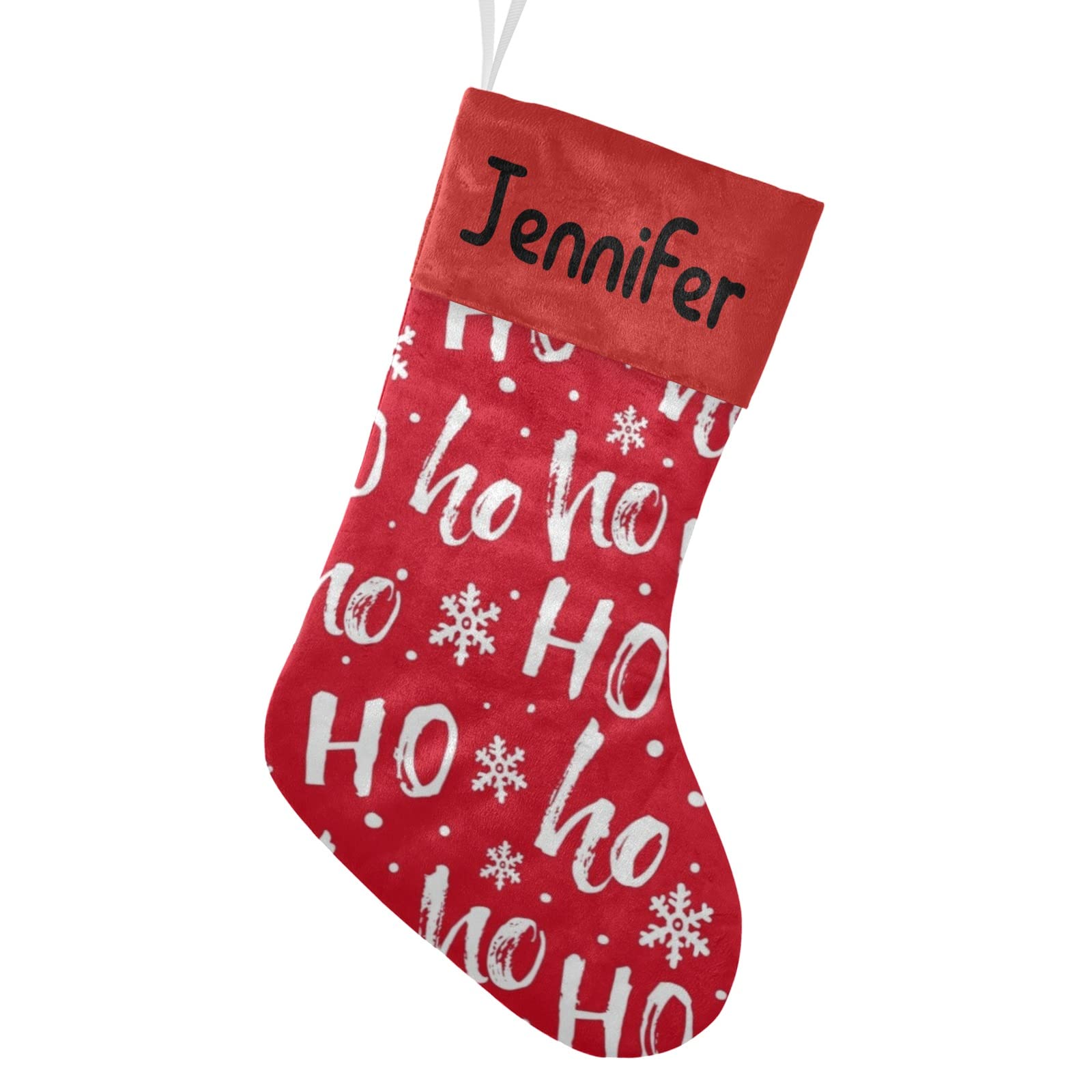 Personalized Snowflake Santa Claus Christmas Stocking with Custom Name Tags - 17.52 x 7.87 Inch Holiday Home Decor Gift for Fireplace, Christmas Tree & Festive Party Decorations