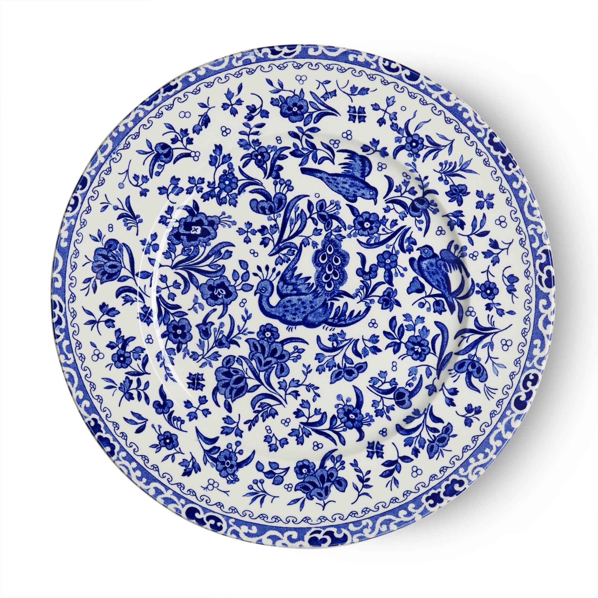 Burleigh Blue Regal Peacock Dinnerware Set - Elegant English Bone China Plates & Bowls - Perfect for Formal Dining, Tea Parties & Special Occasions