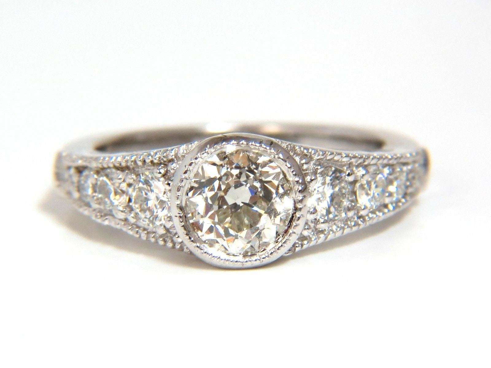 1.85CT Natural European Cut Flush Mount Diamond Ring in 14KT White Gold I/VS - Elegant Wedding Band & Anniversary Gift for Women
