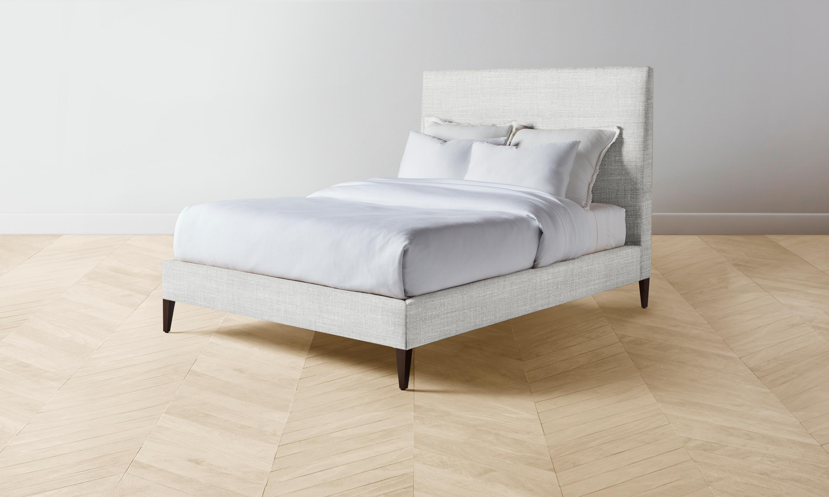 The Essex Bed - Premium Performance Textured Tweed Dove Upholstered Bed Frame - Perfect for Master Bedrooms & Guest Rooms
