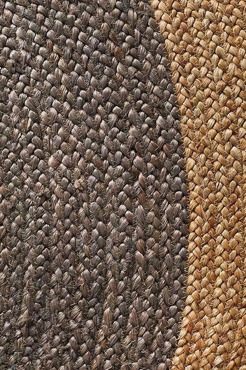 Handmade Natural Jute Round Braided Rug - 7x7 Feet Farmhouse Style Area Carpet for Living Room, Bedroom, Kitchen | Indoor/Outdoor Use | Turquoise Boho Chic Decor | Perfect for Cozy Home, Patio & Sunroom Decorations