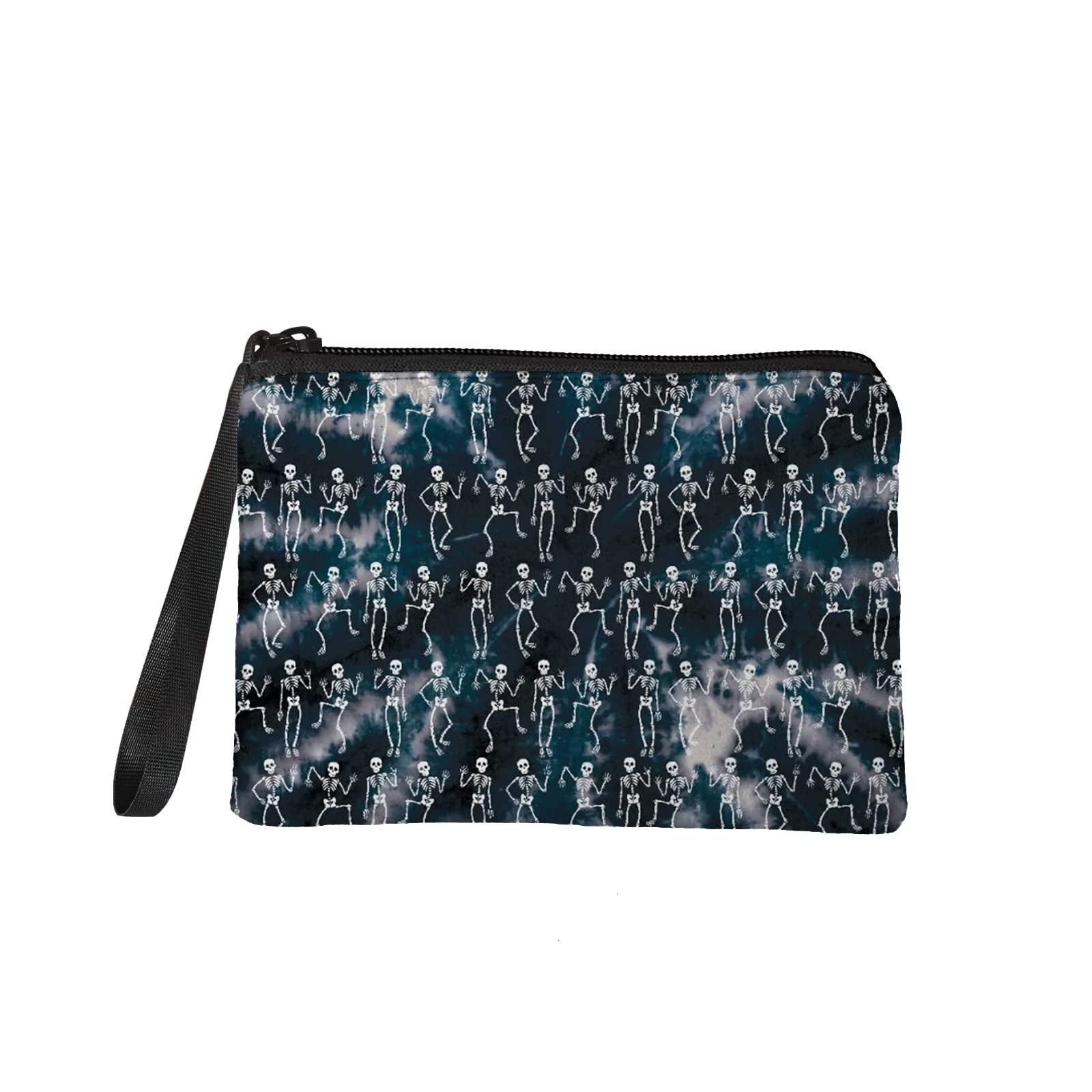 Halloween Skull Makeup Bag for Women & Kids - Soft Flannel Cosmetic Case, Perfect for Travel & Parties