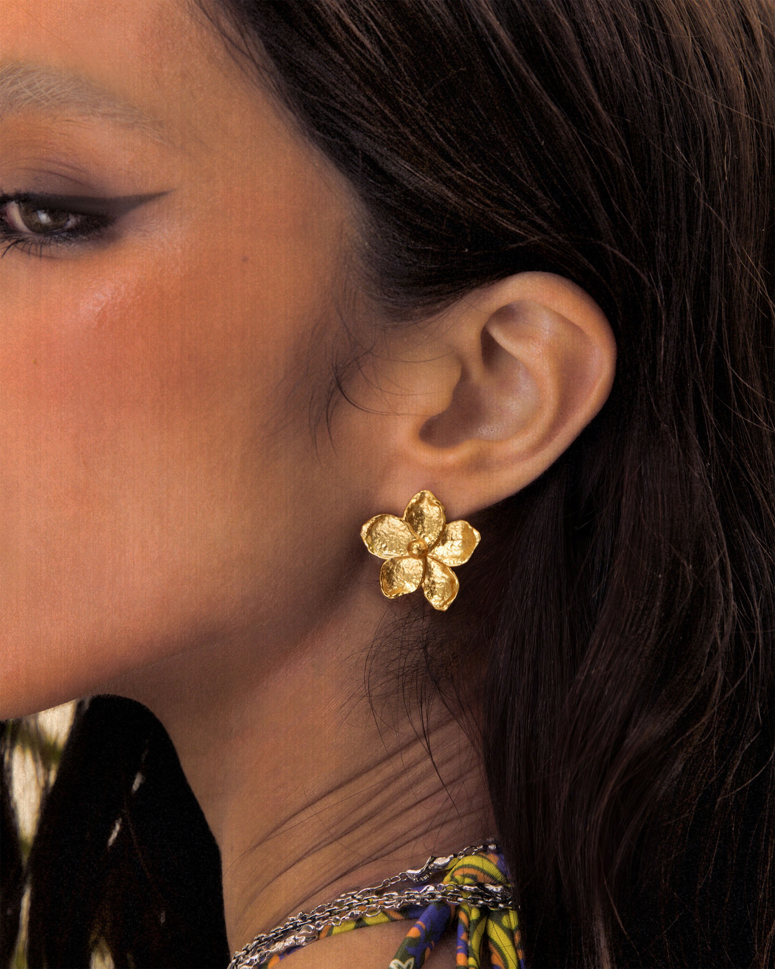 Elegant Gold Textured Floral Earrings for Women - Vintage Dangle Drop Earrings for Party, Wedding & Everyday Wear