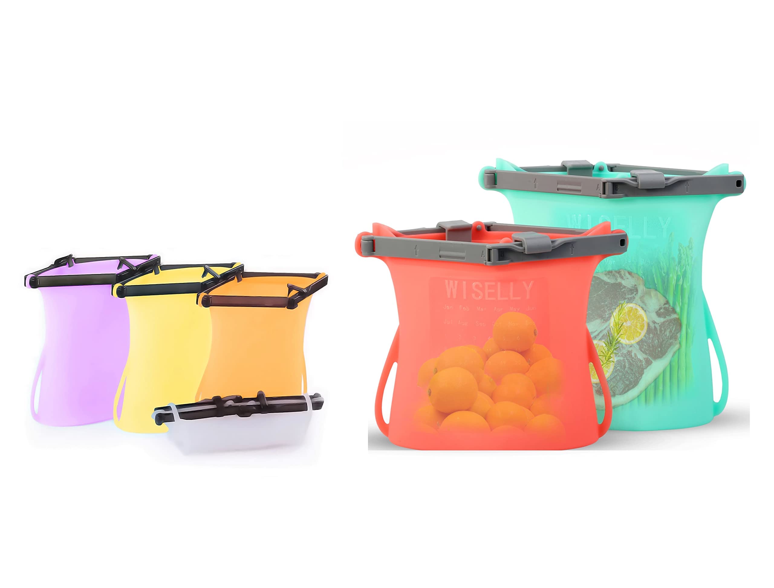 Eco-Friendly Reusable Silicone Food Storage Bags | Dishwasher, Microwave & Freezer Safe | Leakproof Collapsible Silicone Ziplock Bags for Meal Prep, Snacks & Leftovers | Perfect for Home, Office & Travel Use