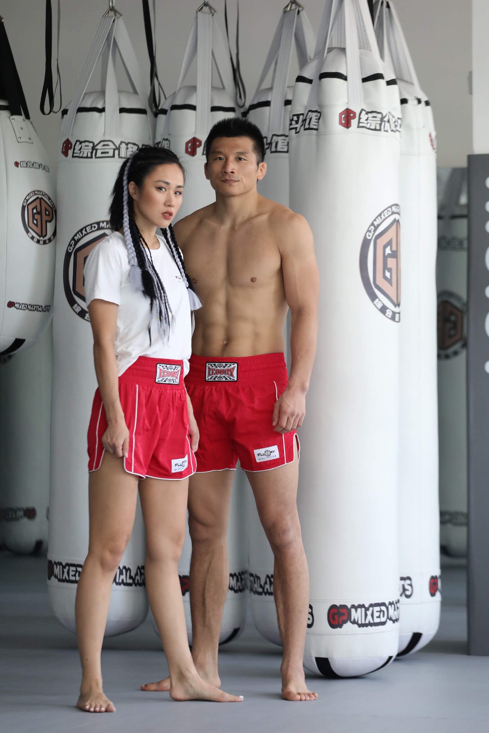 FLUORY Muay Thai Shorts for Men & Women - Lightweight Nylon Boxing Shorts with Elastic Waist, Stylish MMA & Kickboxing Training Shorts for Workout, Grappling, and Fitness