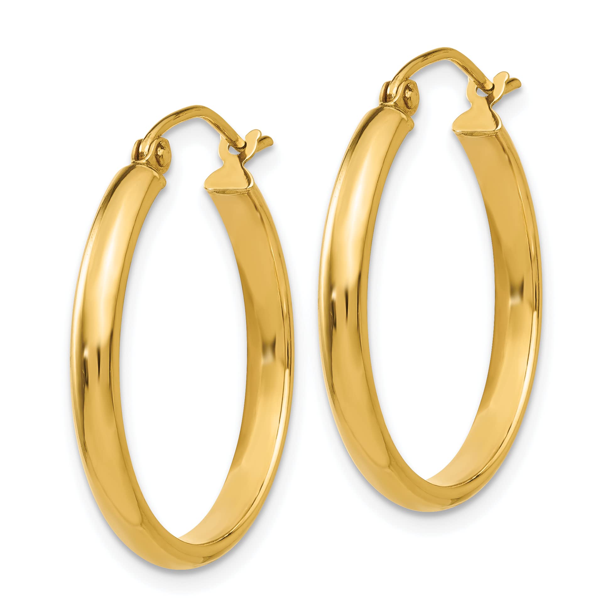 14K Yellow Gold Round Tube Hoop Earrings for Women - Classic Dainty Everyday Earrings for Casual Wear, Work & Special Occasions