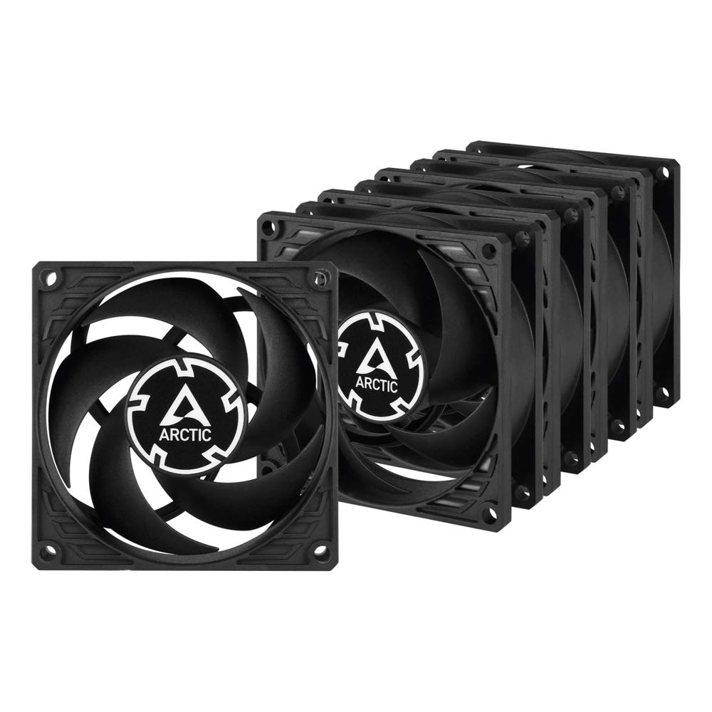 ARCTIC P8 (5 Pack) - 80mm High Performance PC Case Fan, Pressure-Optimized Cooling, Ultra Quiet 3000 RPM Motor - Black | Perfect for Gaming PCs, Workstations & Server Cooling