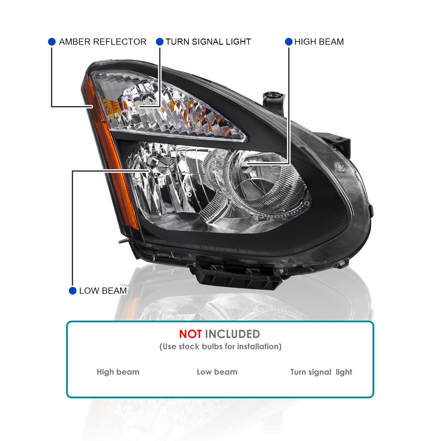 Spec-D Tuning Black Headlights for 2008-2013 Nissan Rogue - Pair LED Headlight Assembly (Left + Right) - Upgrade Your Ride with Stylish Nighttime Visibility