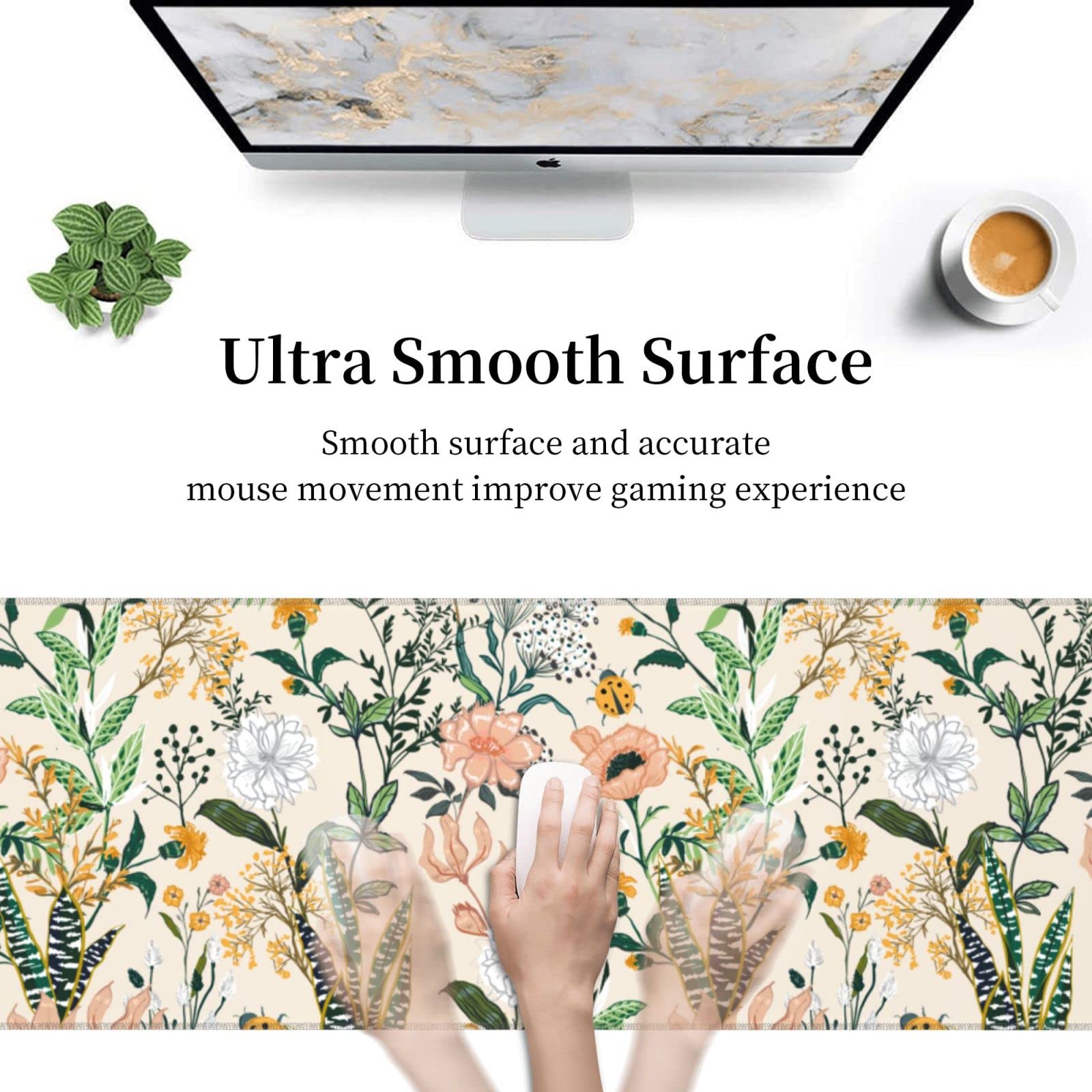 Floral Stitched Edge Mouse Pad - Extra Large 31.5