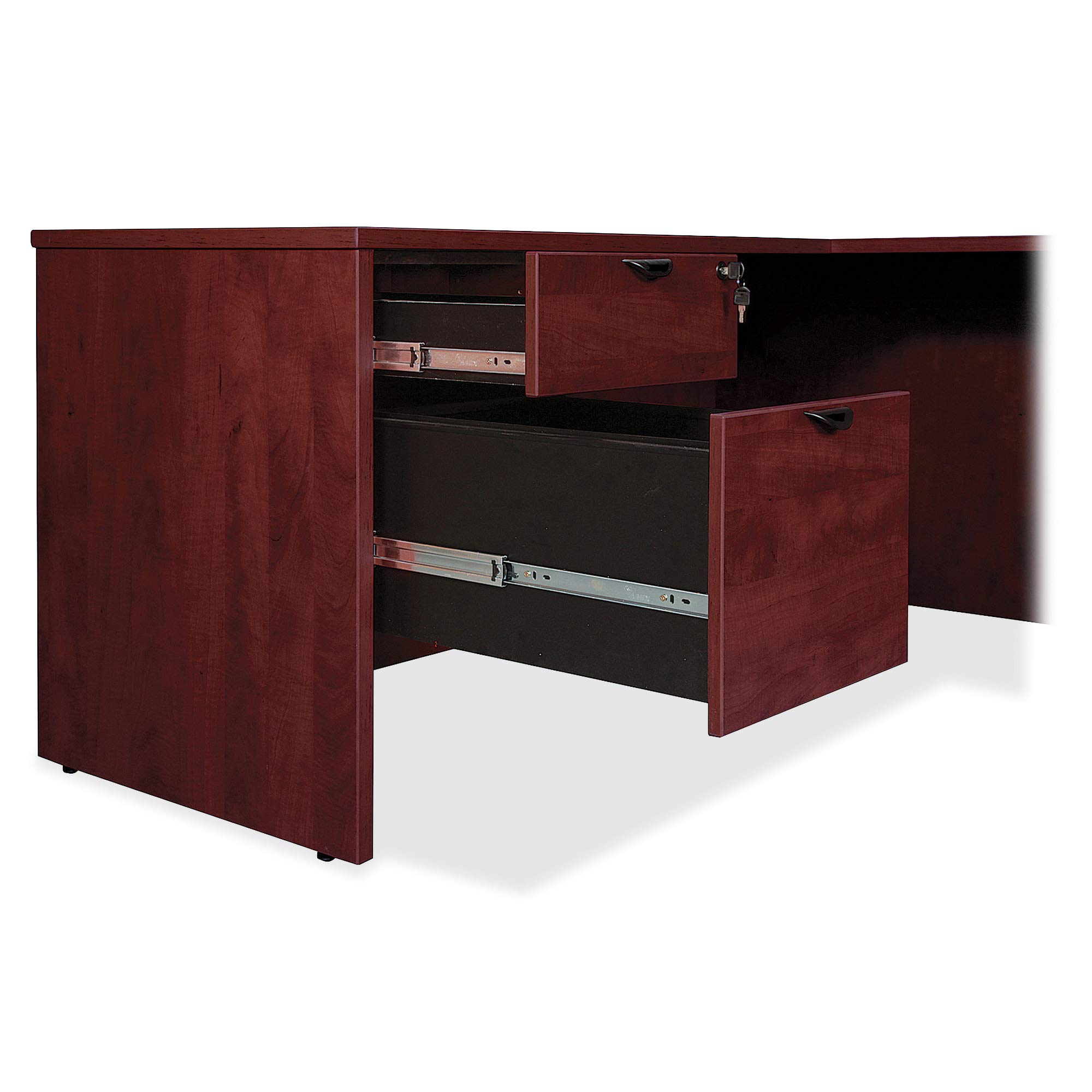 Lorell Prominence 2.0 Mahogany Laminate Right-Pedestal Desk with File Drawer - Home Office & Business Workspace Solution