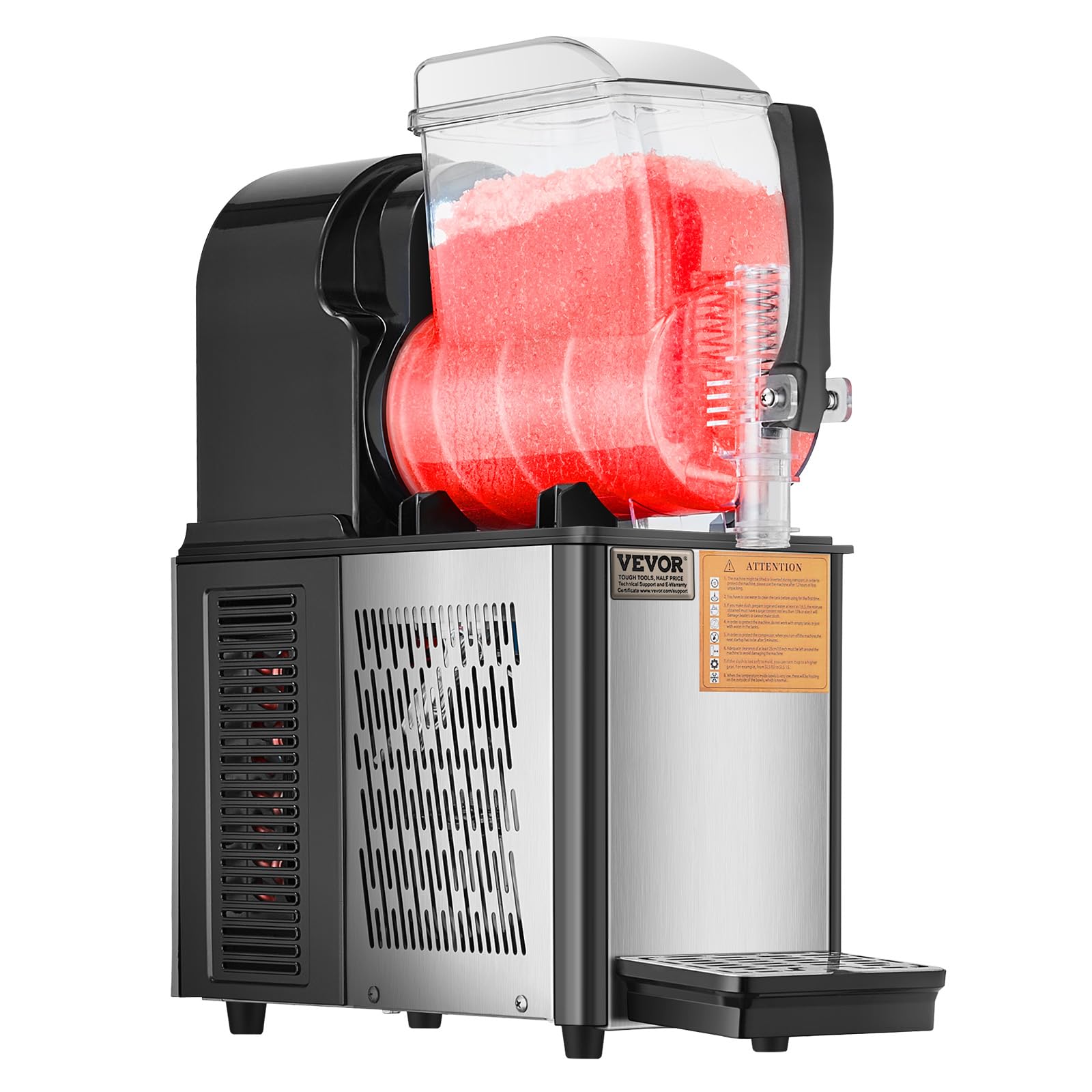 VEVOR Commercial Slushy Machine 4L Single Tank Frozen Drink Maker - 16 Cups Stainless Steel Margarita Smoothie & Slushie Machine for Home, Party, Restaurant, Cafe, Bar - Perfect for Summer Drinks, Cocktails & Frozen Treats