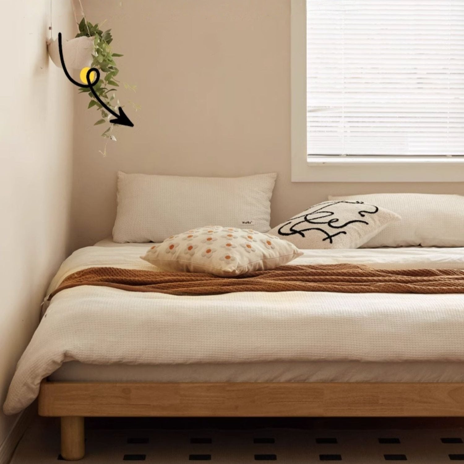Pine Solid Wood Minimalist Platform Bed - No Headboard - Modern Scandinavian Style Bed Frame for Small Spaces - Perfect for Apartments, Dorms & Tiny Homes