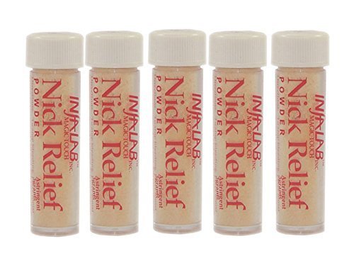 Infalab Nick Relief Styptic Powder for Men - 5 Count Pack - Fast Bleeding Control for Shaving Cuts & Razor Burns - Perfect for Home, Travel & First Aid Kits
