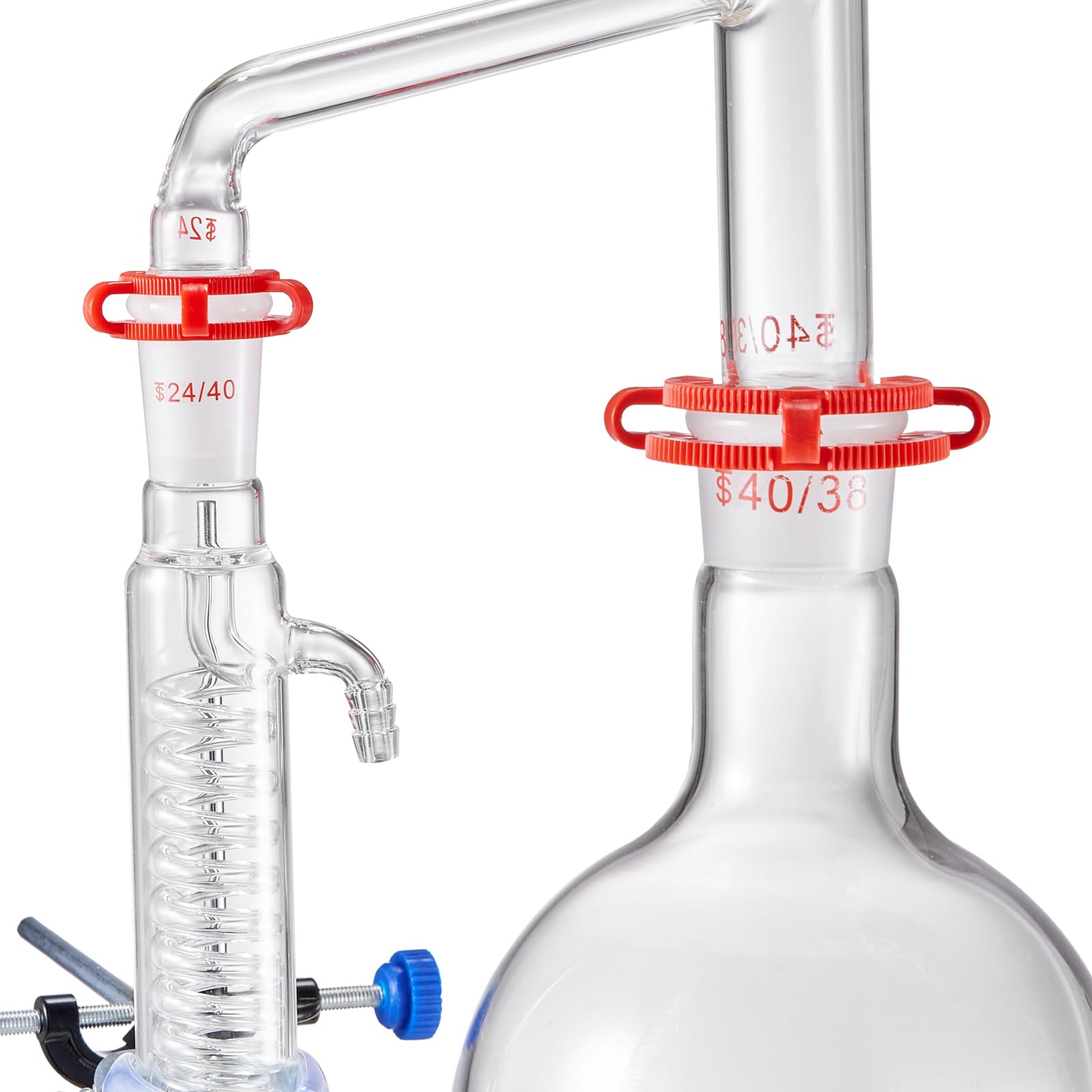 VEVOR 2L Essential Oil Distiller Kit - Lab Glassware Distillation Apparatus with Hot Plate & Condenser (S35, 24/40 Joint) - Perfect for Aromatherapy, Hydrosol Production & Water Purification