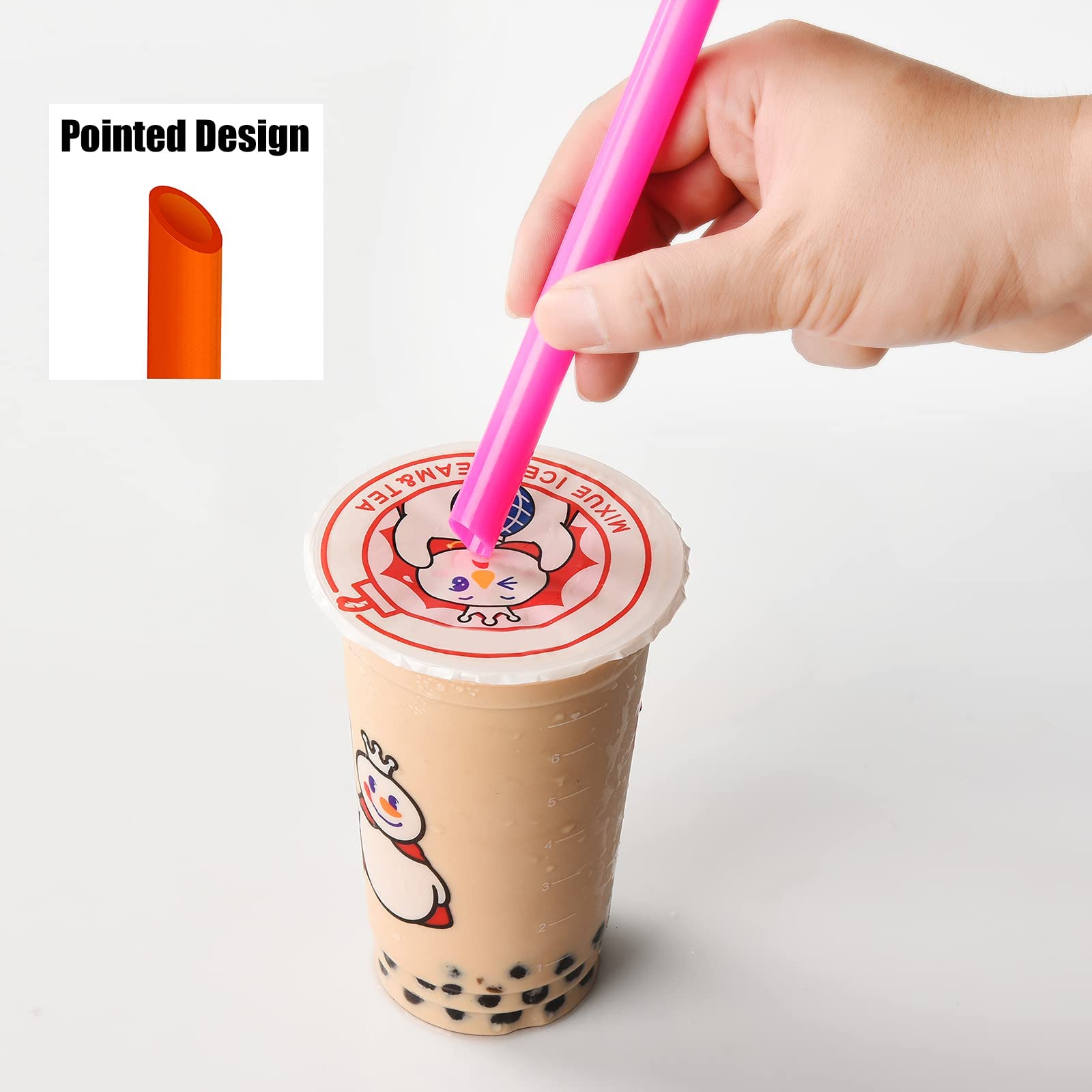 ALINK 12-Pack Reusable Boba Straws with 4 Silicone Tips - Eco-Friendly Bubble Tea Straws for Smoothies, Iced Coffee & Milk Tea Drinks at Home or Cafe