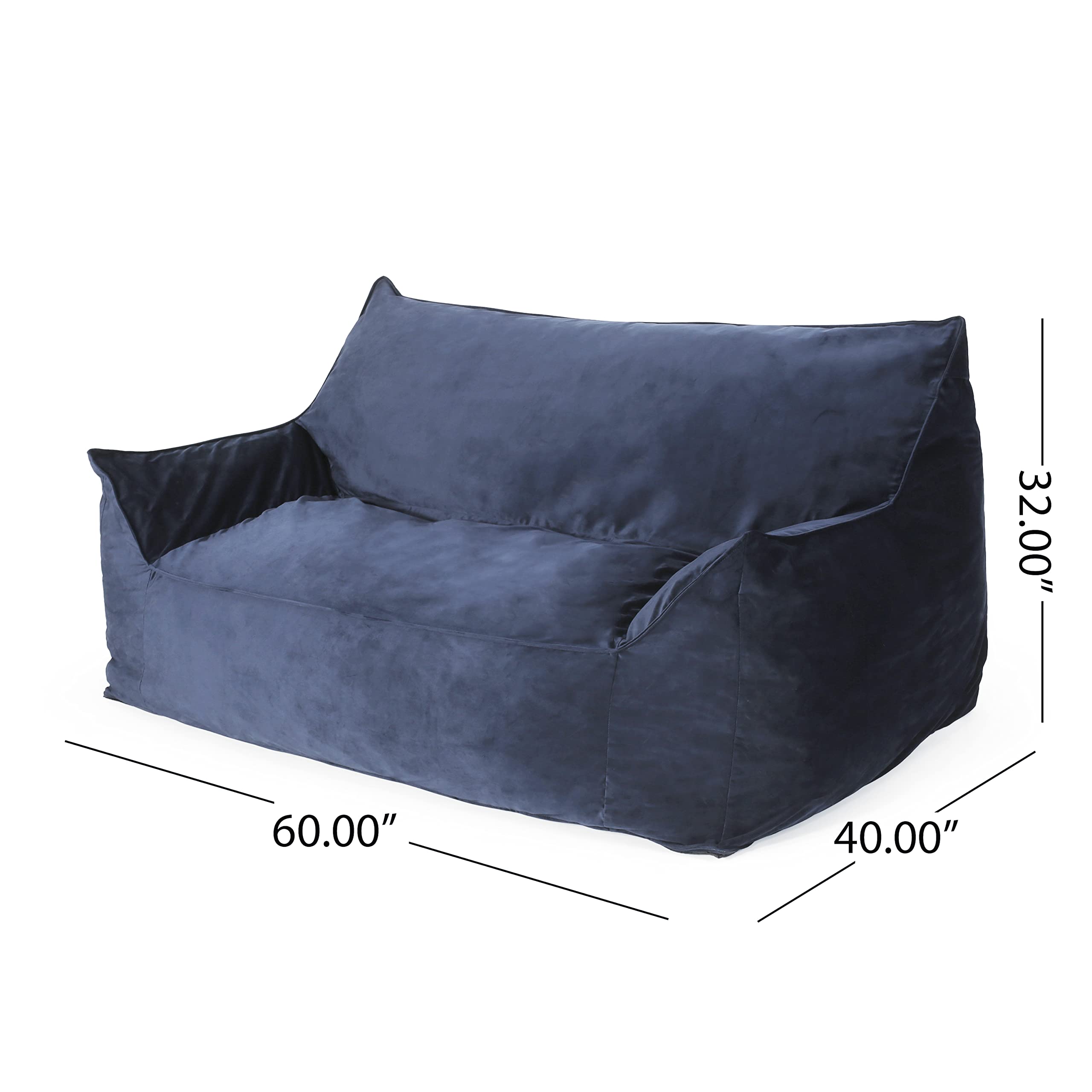 Christopher Knight Home Velie Small Bean Bag Chair - Midnight Blue, Ultra Soft & Comfortable for Kids, Teens & Adults - Perfect for Bedroom, Living Room, Dorm or Game Room Relaxation