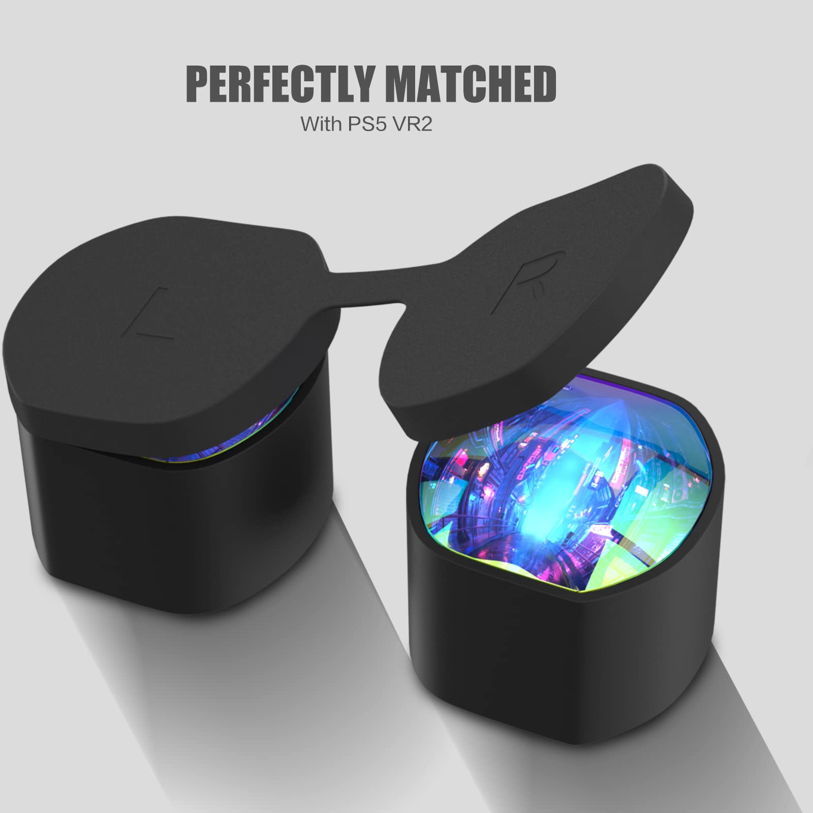 PS VR2 Lens Protective Cover - Soft Silicone Anti-Dust Shield for PlayStation VR2 Headset with Bonus PS5 Controller Thumb Grips | Perfect for Gaming Sessions & VR Headset Storage Protection