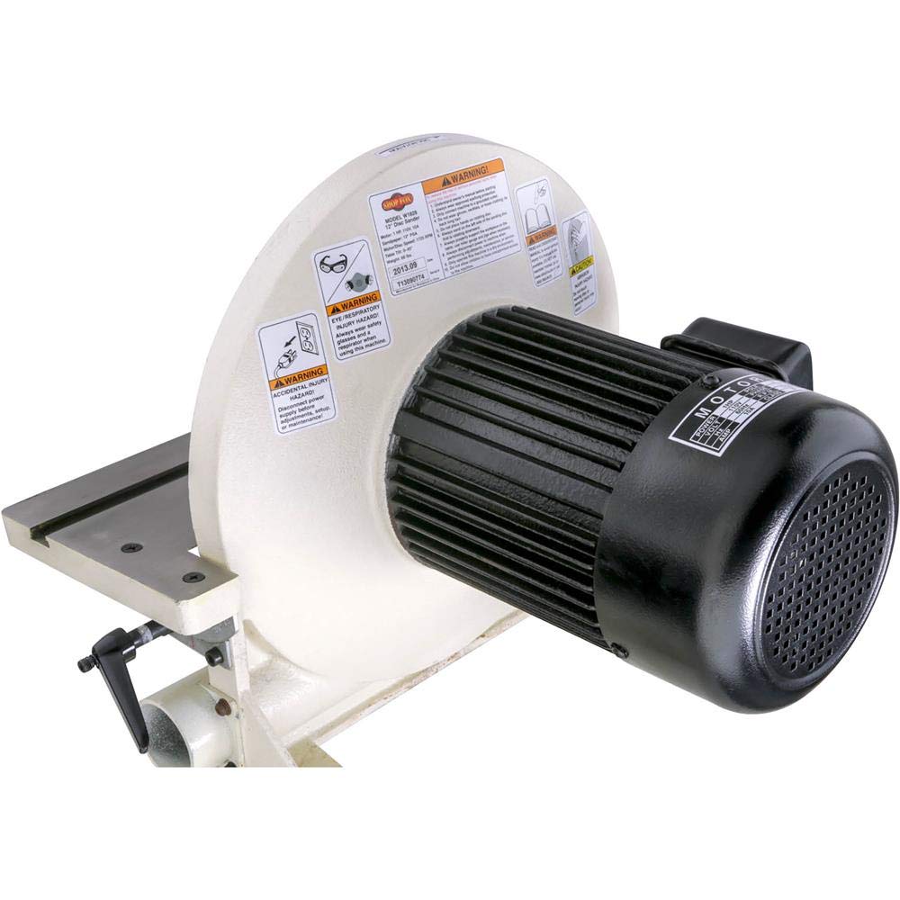 Shop Fox W1828 12-Inch Disc Sander | Heavy-Duty Bench Sander for Woodworking, Metalworking & DIY Projects | Perfect for Sanding, Shaping & Finishing Wood, Metal & Plastic