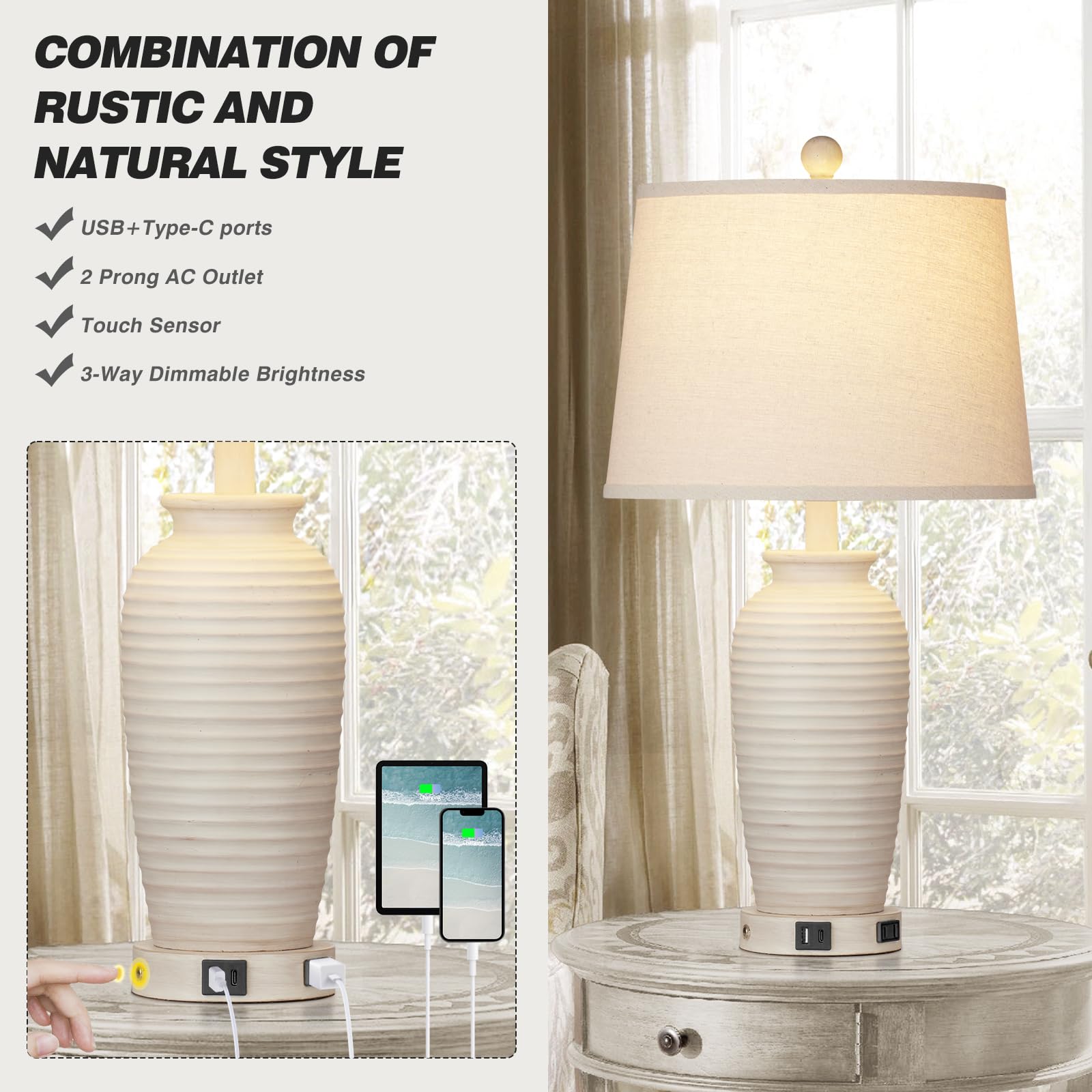 Farmhouse Table Lamps Set of 2 - 25