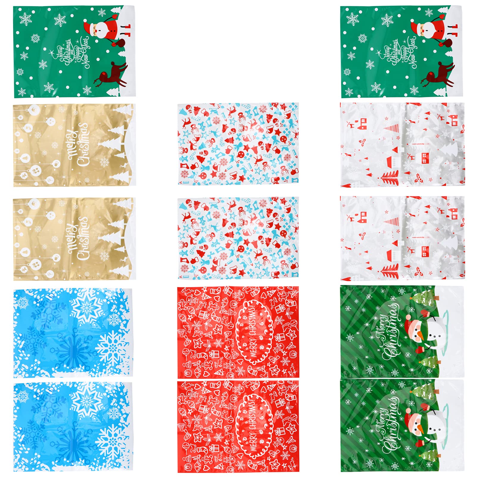 ARTIBETTER 14pcs Christmas Holiday Goody Bags - Eco-Friendly Recyclable Wrapping Paper Sheets, Festive Gift Bags for Candy & Small Presents - Perfect for Christmas Party Favors, Stocking Stuffers & Holiday Decorations