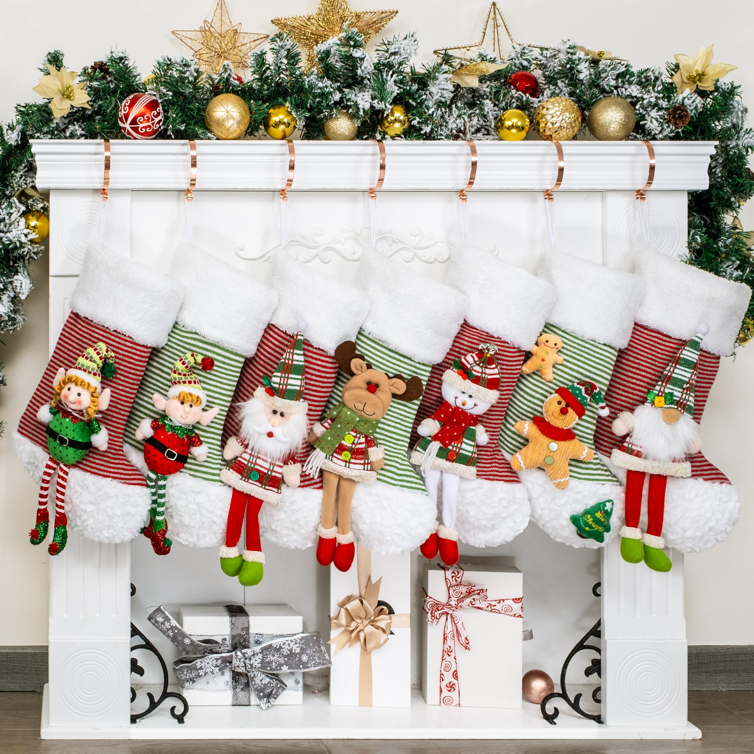 2024 New 3D Elf Boy Christmas Stockings for Kids - Green Embroidery Holiday Decor for Fireplace, Party & Home Decoration - 1 Pack - Perfect for Gifts, Stocking Stuffers & Festive Celebrations
