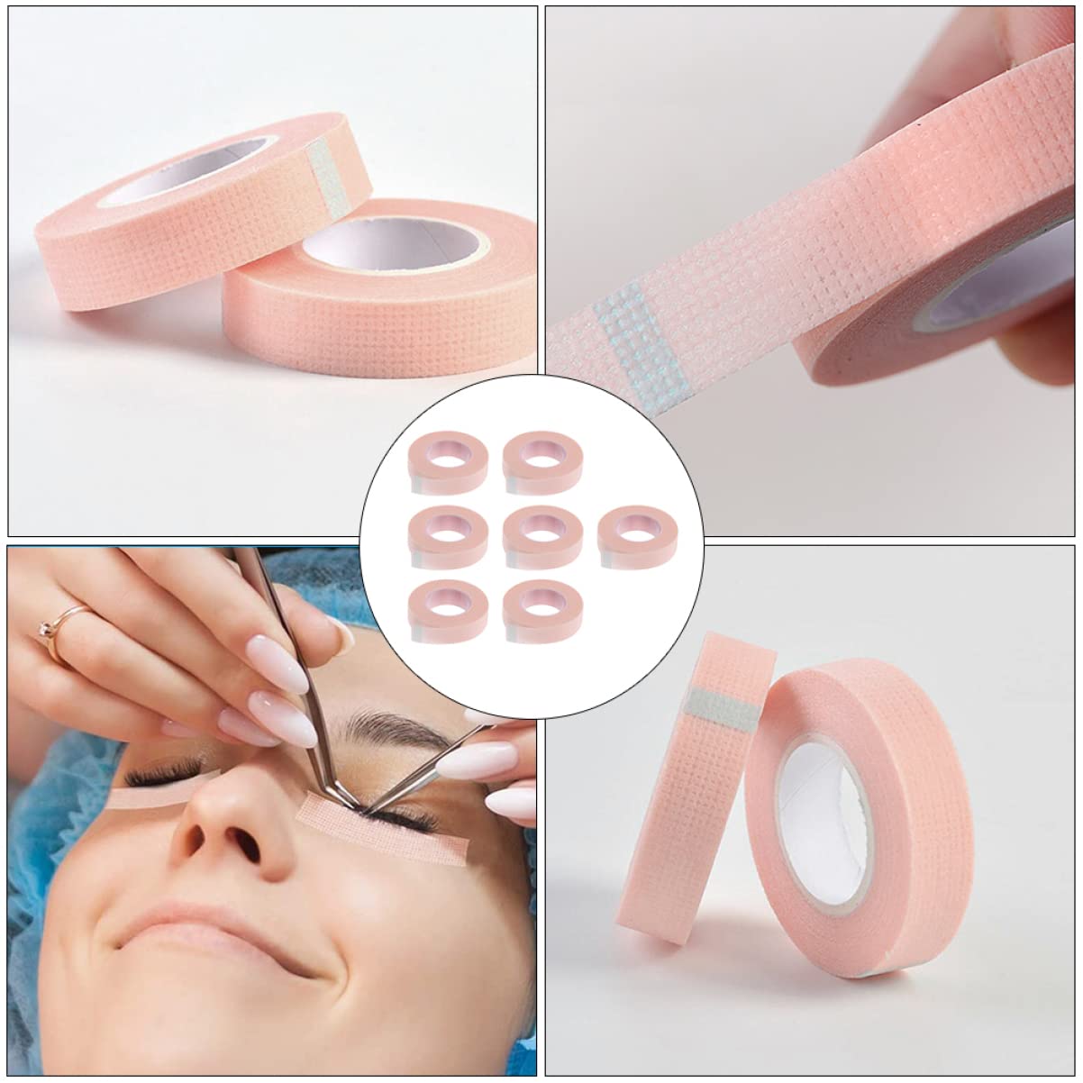 FRCOLOR 7 Rolls Eyelash Extension Tape - Breathable Non-Woven Lash Adhesive Strips with Holes for Professional & DIY Eyelash Grafting | Perfect for Salon, Home Use & Makeup Artists