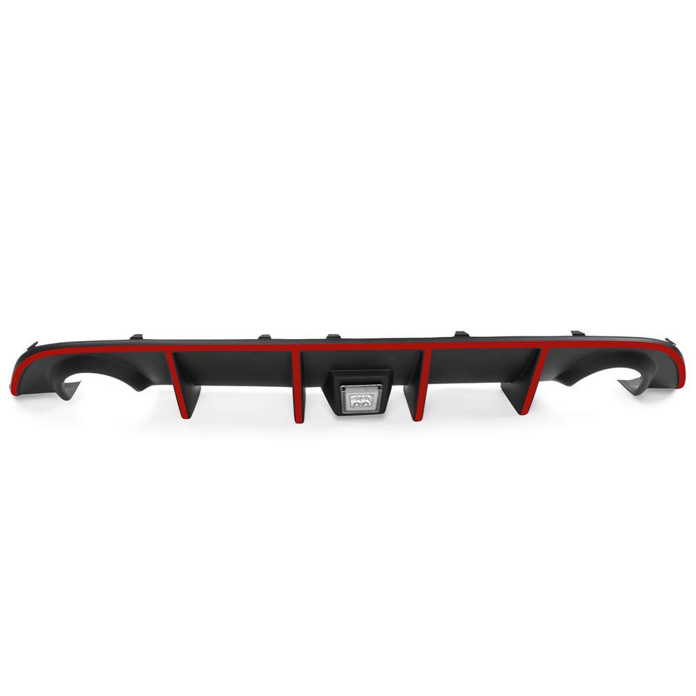 IKON MOTORSPORTS Rear Bumper Lip Diffuser with LED Brake Light & Red Reflective Tape - Compatible with 2015-2023 Dodge Charger SRT | Aggressive Style Upgrade for Street Racing & Car Shows
