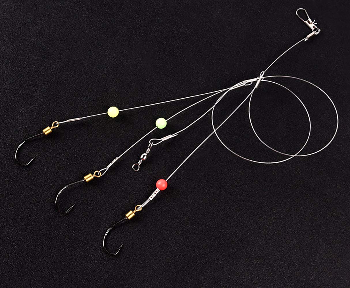 Premium Stainless Steel Fishing Hook Line with Rolling Swivel & Barb Hooks - Strong Wire Leader Rigs for Saltwater, Freshwater, and Ice Fishing - Ideal for Bass, Trout, and Catfish Angling Adventures
